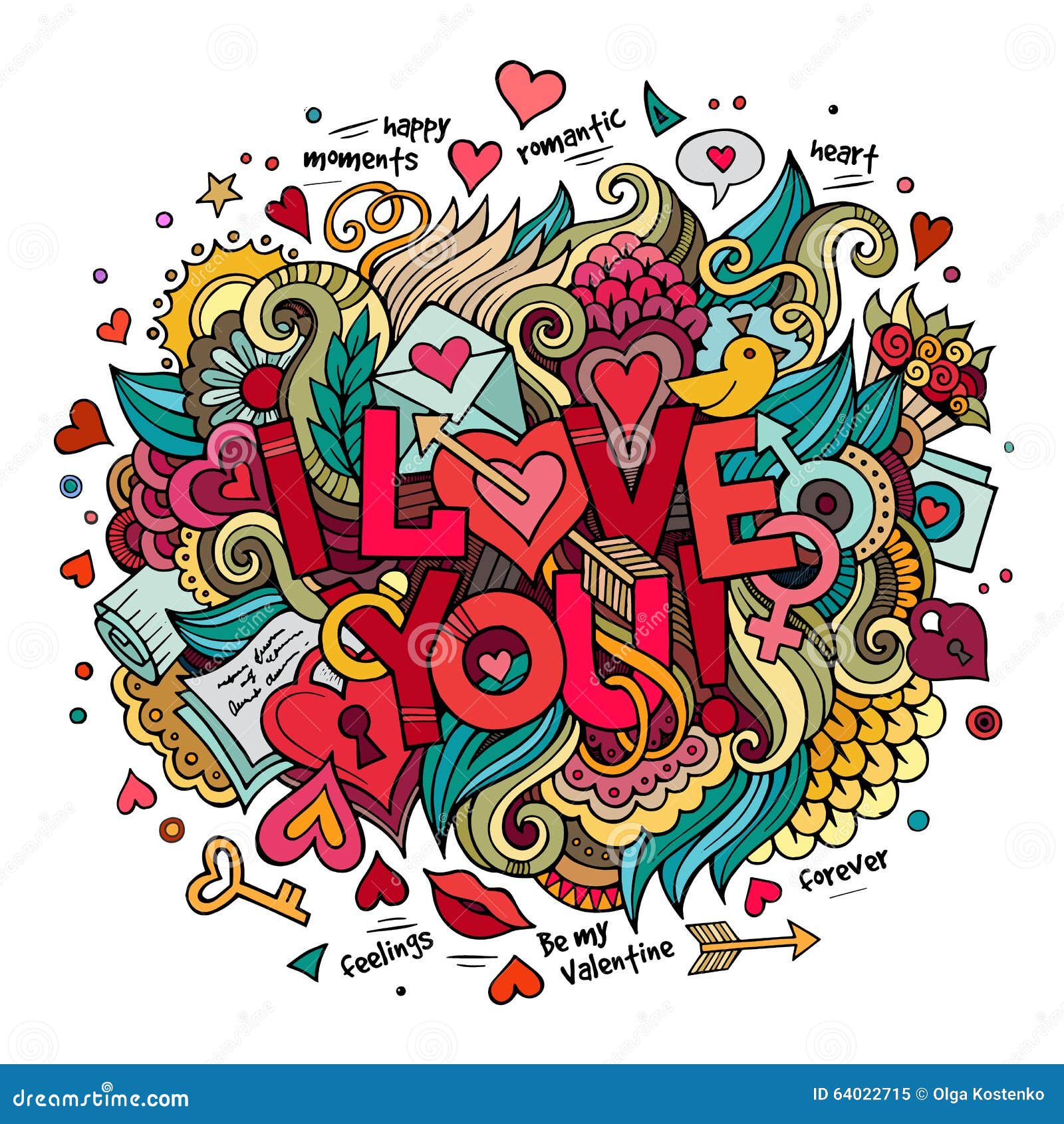 Cartoon Vector Hand Drawn Doodle Love Illustration Stock Vector