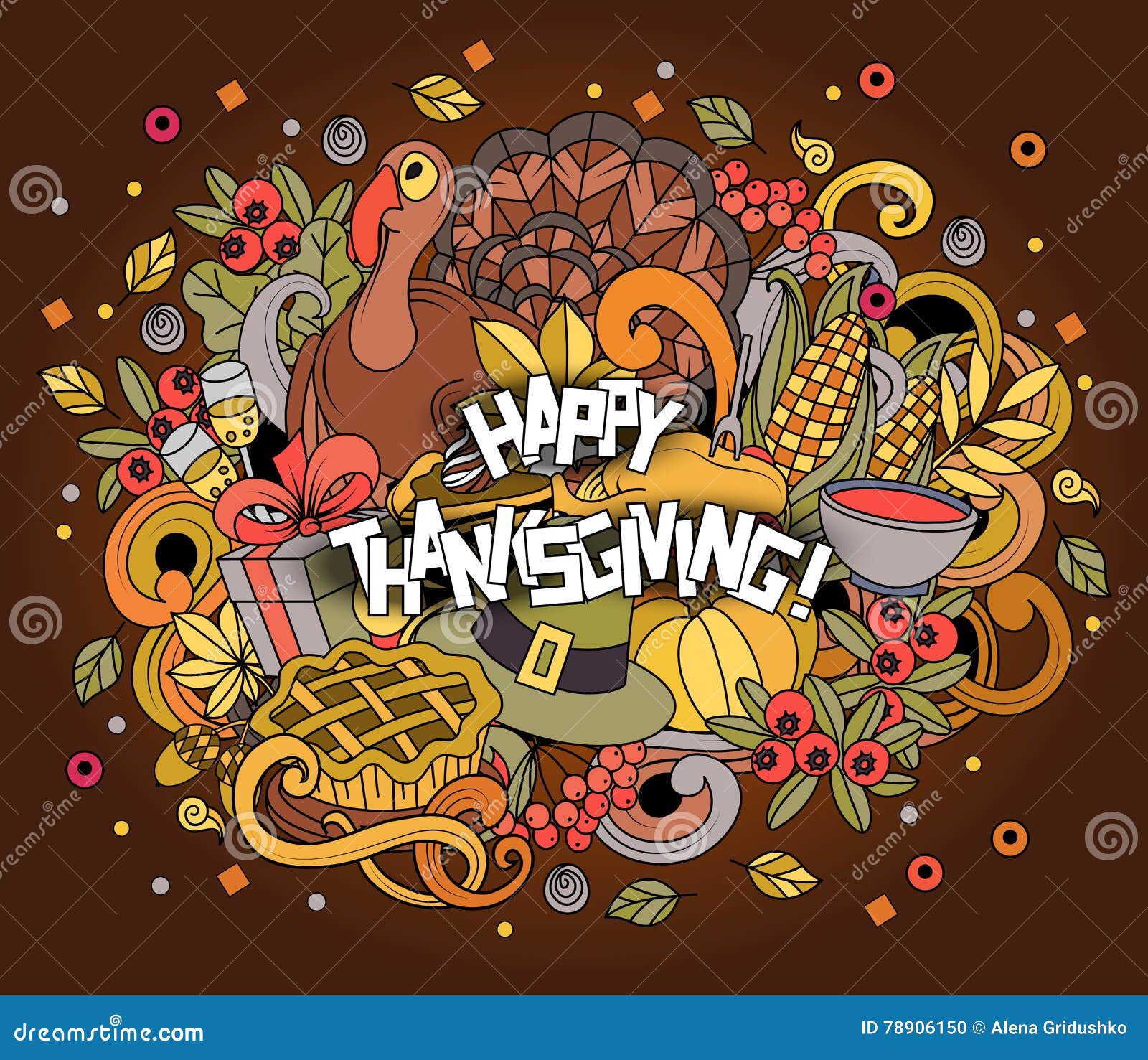 cartoon  hand drawn doodle thanksgiving .