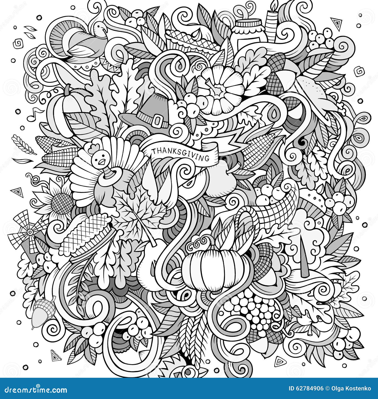 Cartoon Vector Hand Drawn Doodle Thanksgiving Stock Vector ...