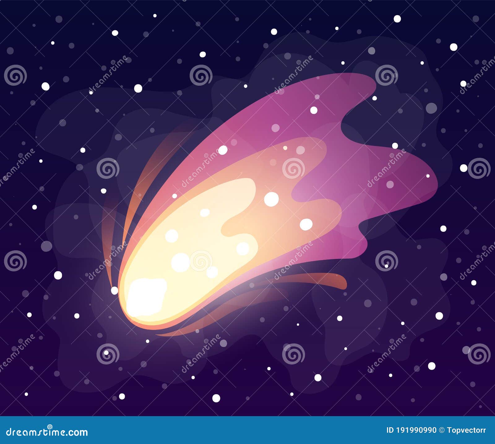 Cartoon Vector Icon of Meteorite or Comet at Galaxy or Space Background with Bright Stars, Game Icon Stock Vector