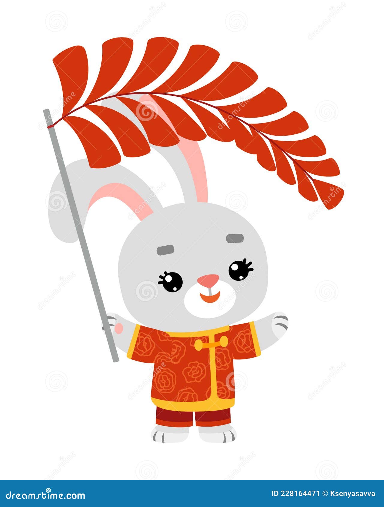 Cartoon Vector Illustration for Kids. Rabbit and Chinese New Year Decoration  Stock Vector - Illustration of cartoon, garland: 228164471