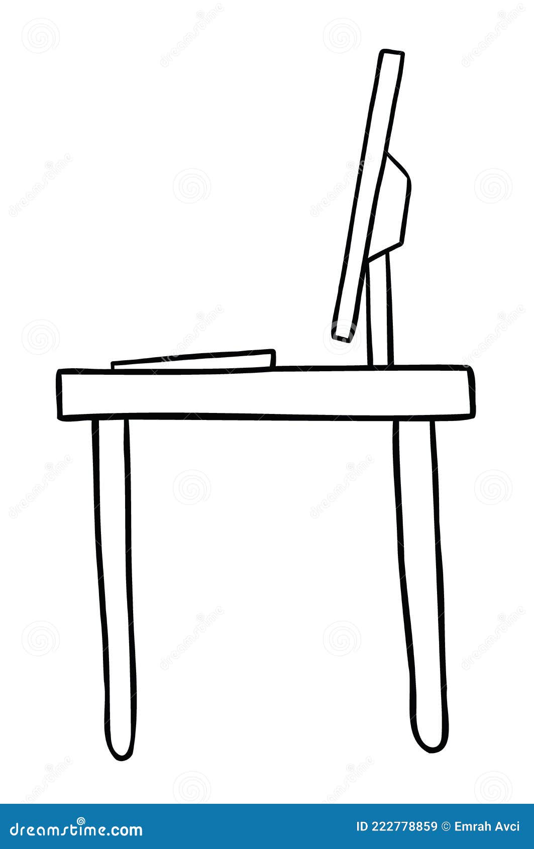 Cartoon Vector Illustration of Computer Desk Stock Vector