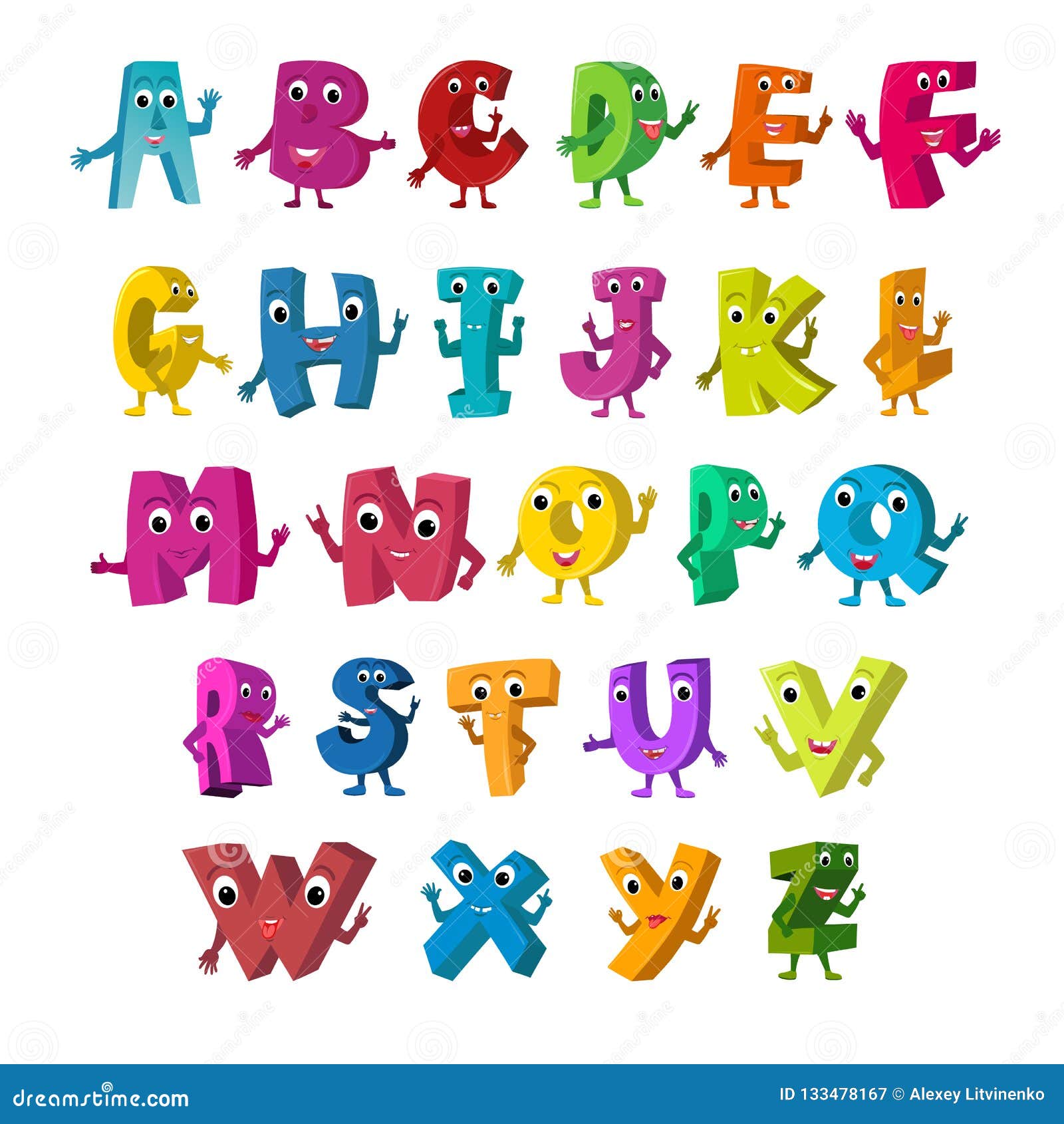 Funny Capital Letters Alphabet Cartoon Vector 24402945