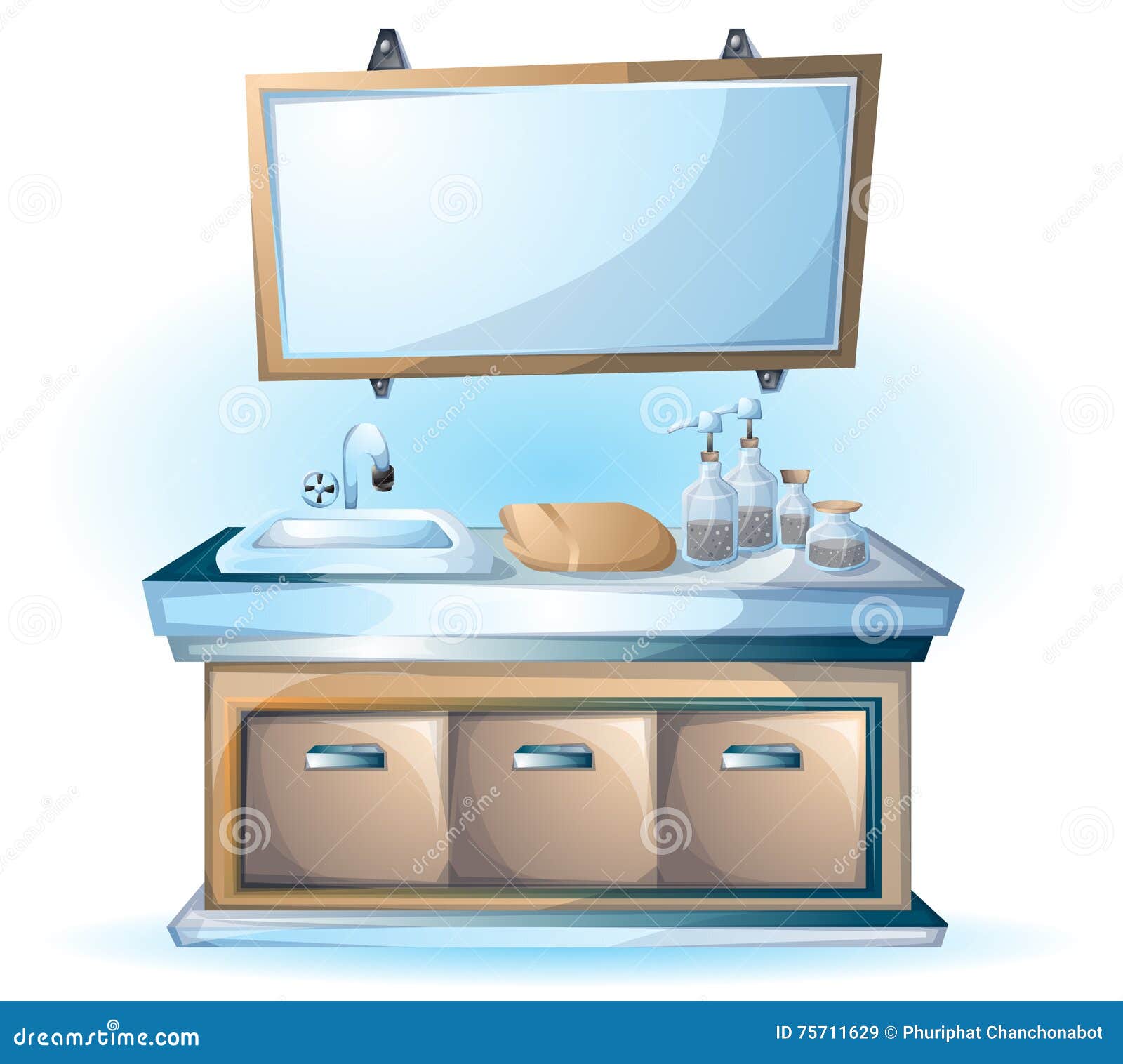 Cartoon Vector Illustration Interior Sink Object Stock