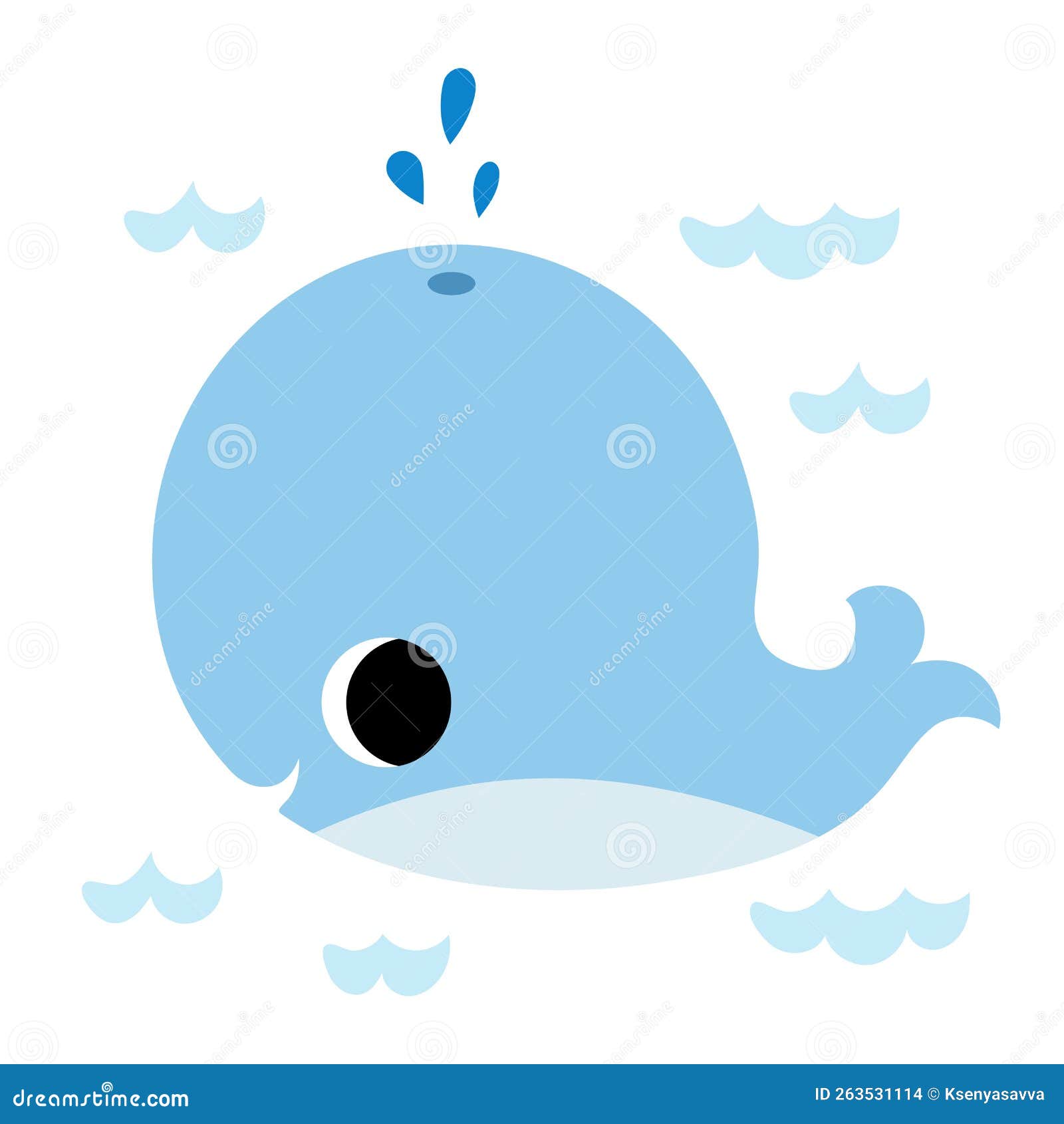 Cartoon Vector Illustration for Kids, Sea Animal Cute Whale Stock ...