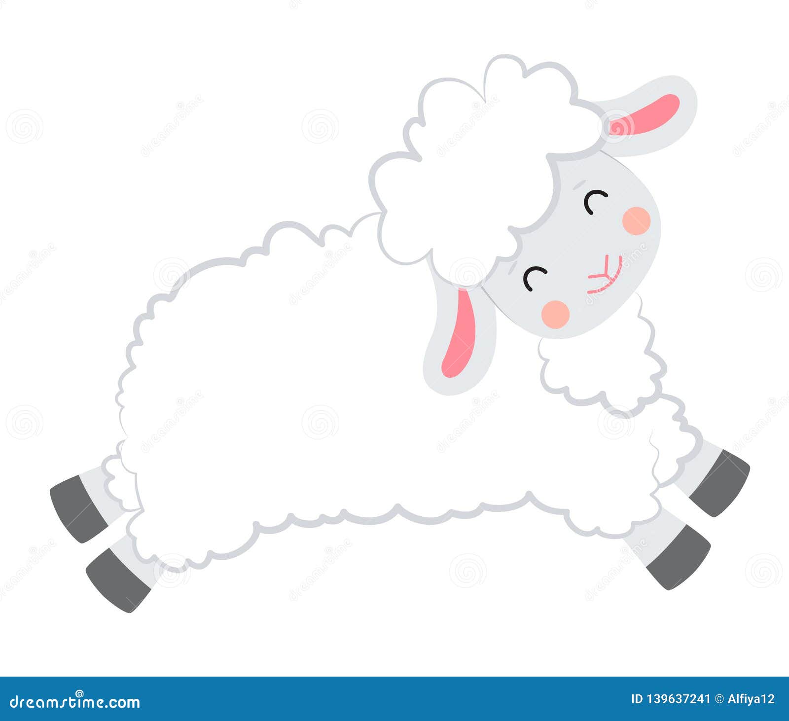 Cartoon Vector Smiling White Sheep Jumping on White Background Stock Vector  - Illustration of adha, jumping: 139637241