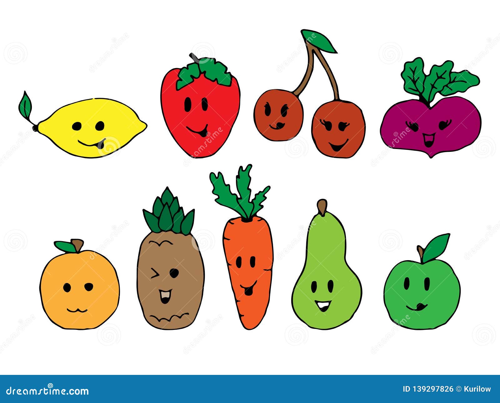 Cartoon Vegetable Cute Characters Face Isolated on White Background Stock  Illustration - Illustration of drawing, apple: 139297826
