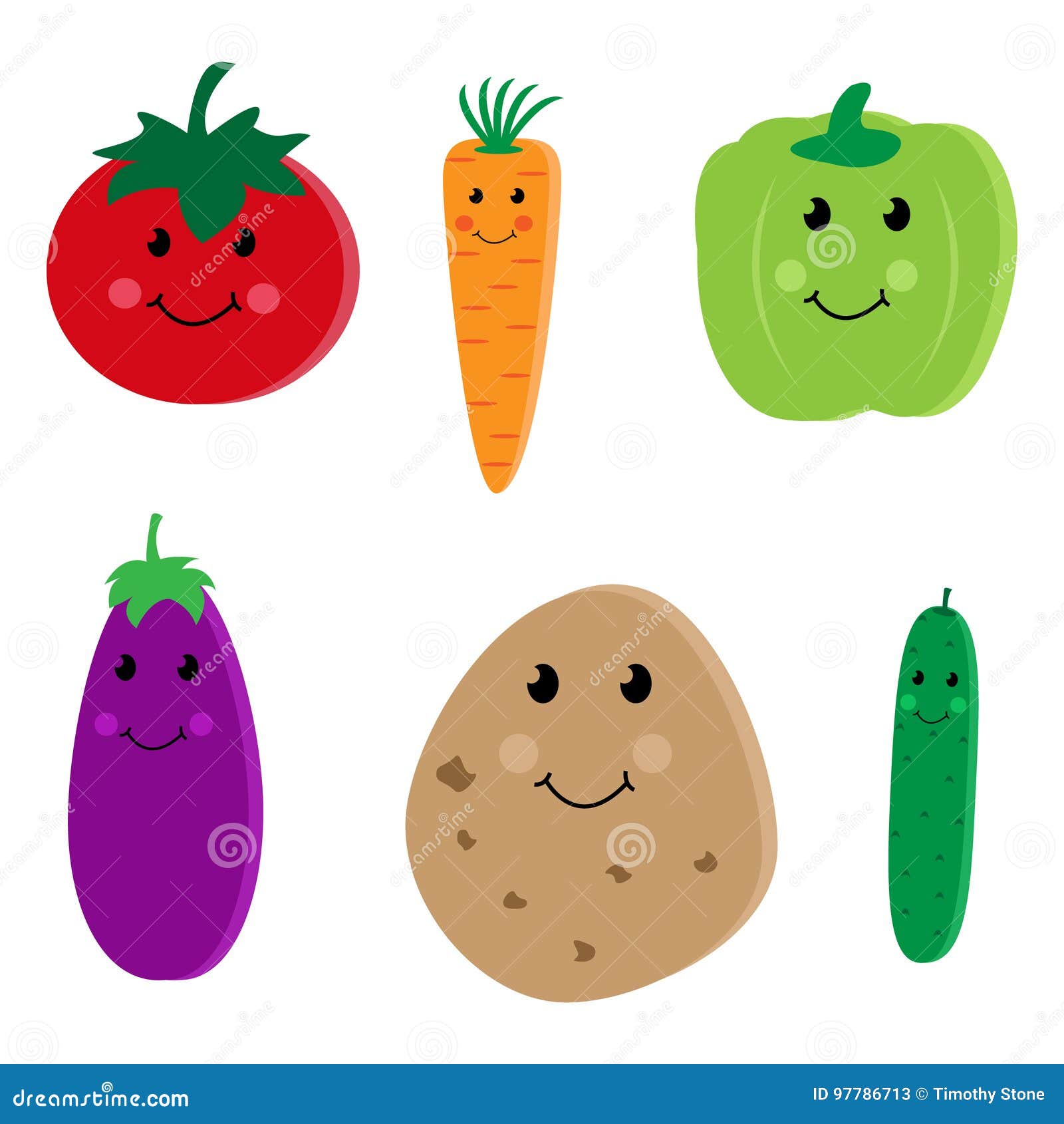 Cartoon Vegetable Cute Characters Stock Vector Illustration of