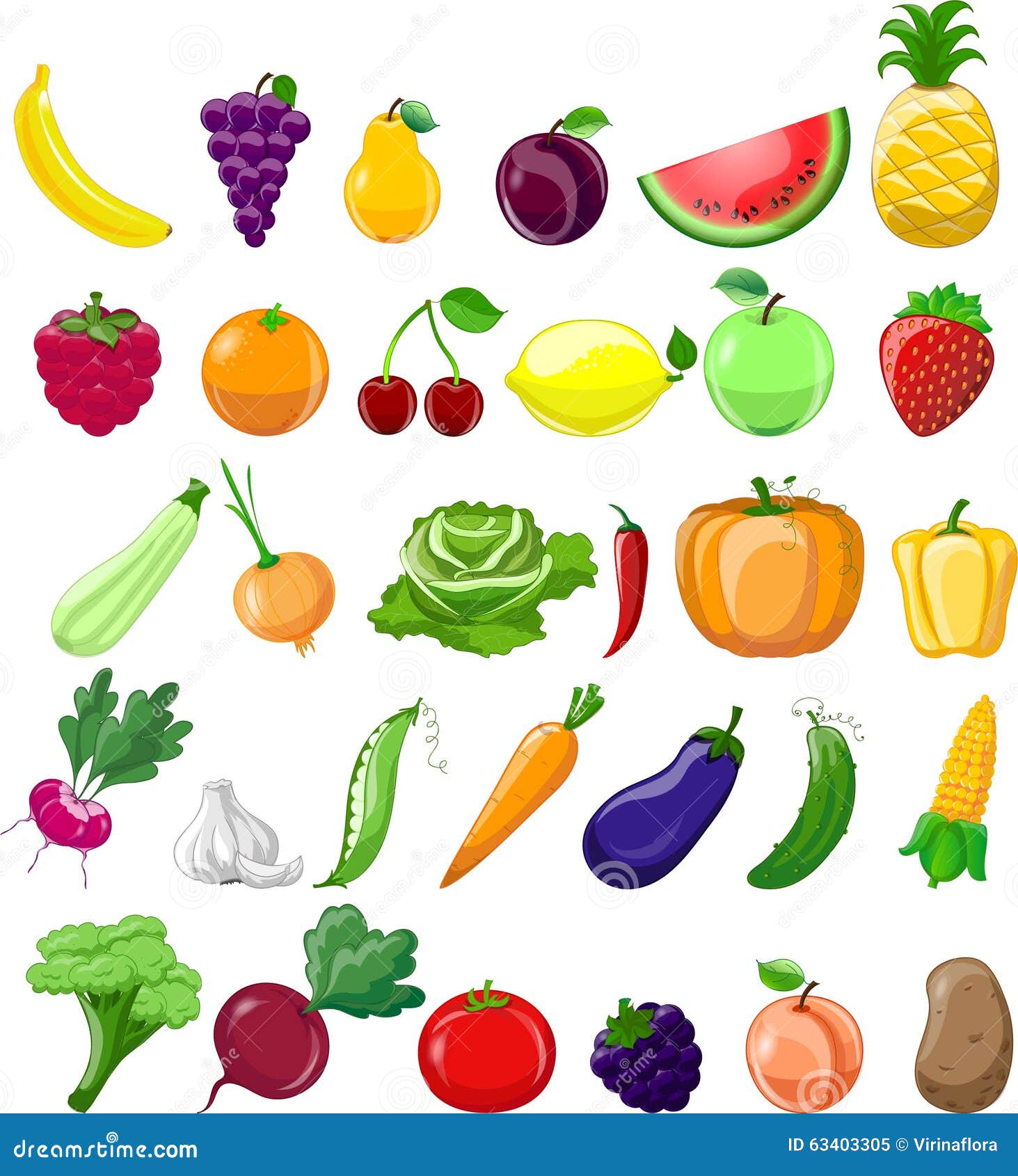 Cartoon Vegetables And Fruits,vector | CartoonDealer.com #62498009