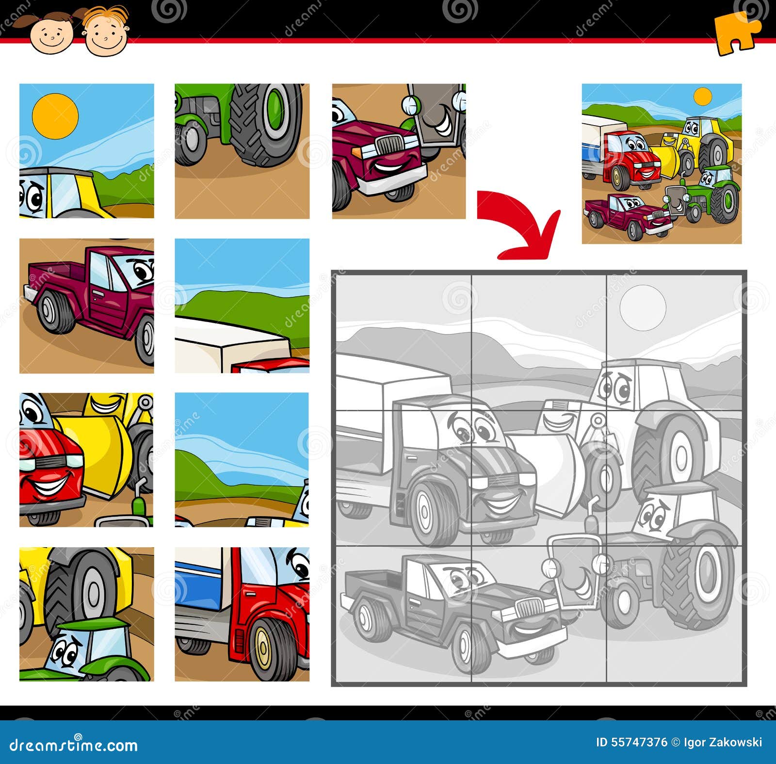 Cars Puzzles Game - Funny Car & Trucks Preschool Jigsaw Education