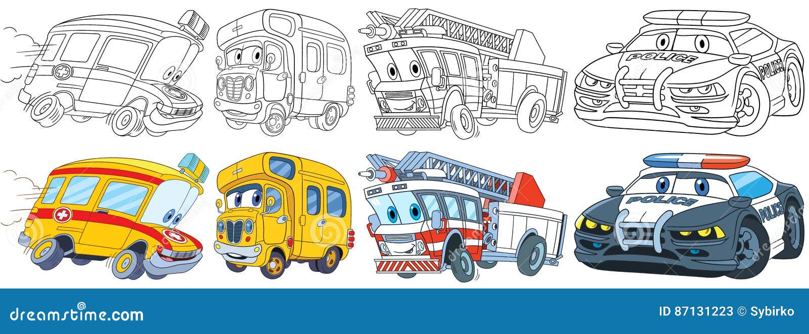 cartoon vehicles set stock vector illustration of cartoon