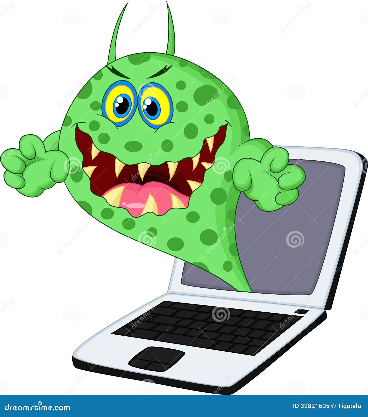 Cartoon Virus On Laptop Stock Vector Illustration Of Internet