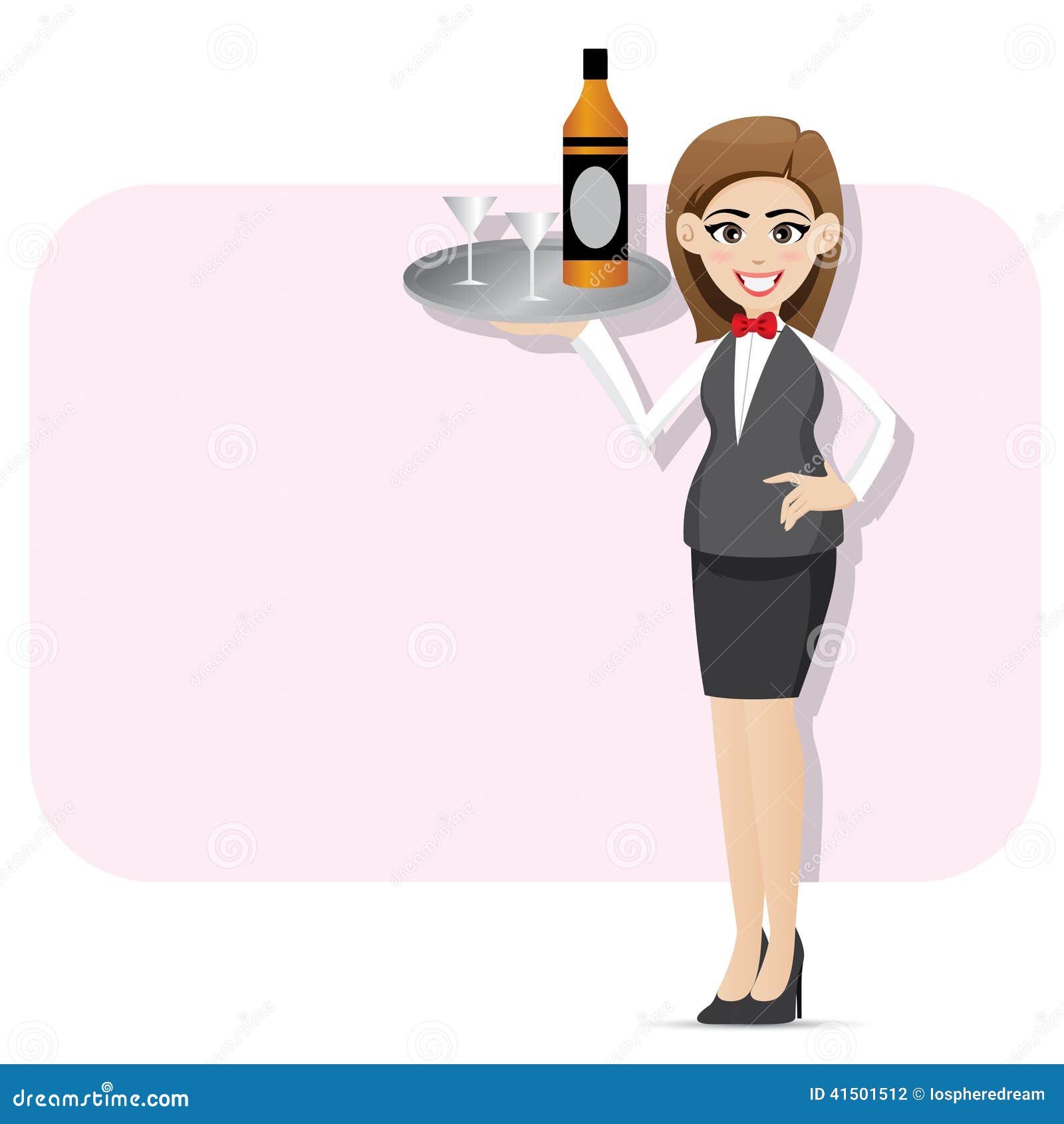 Cartoon Waitress Serving Alcohol with Tray Stock Vector - Illustration of  alcohol, smile: 41501512