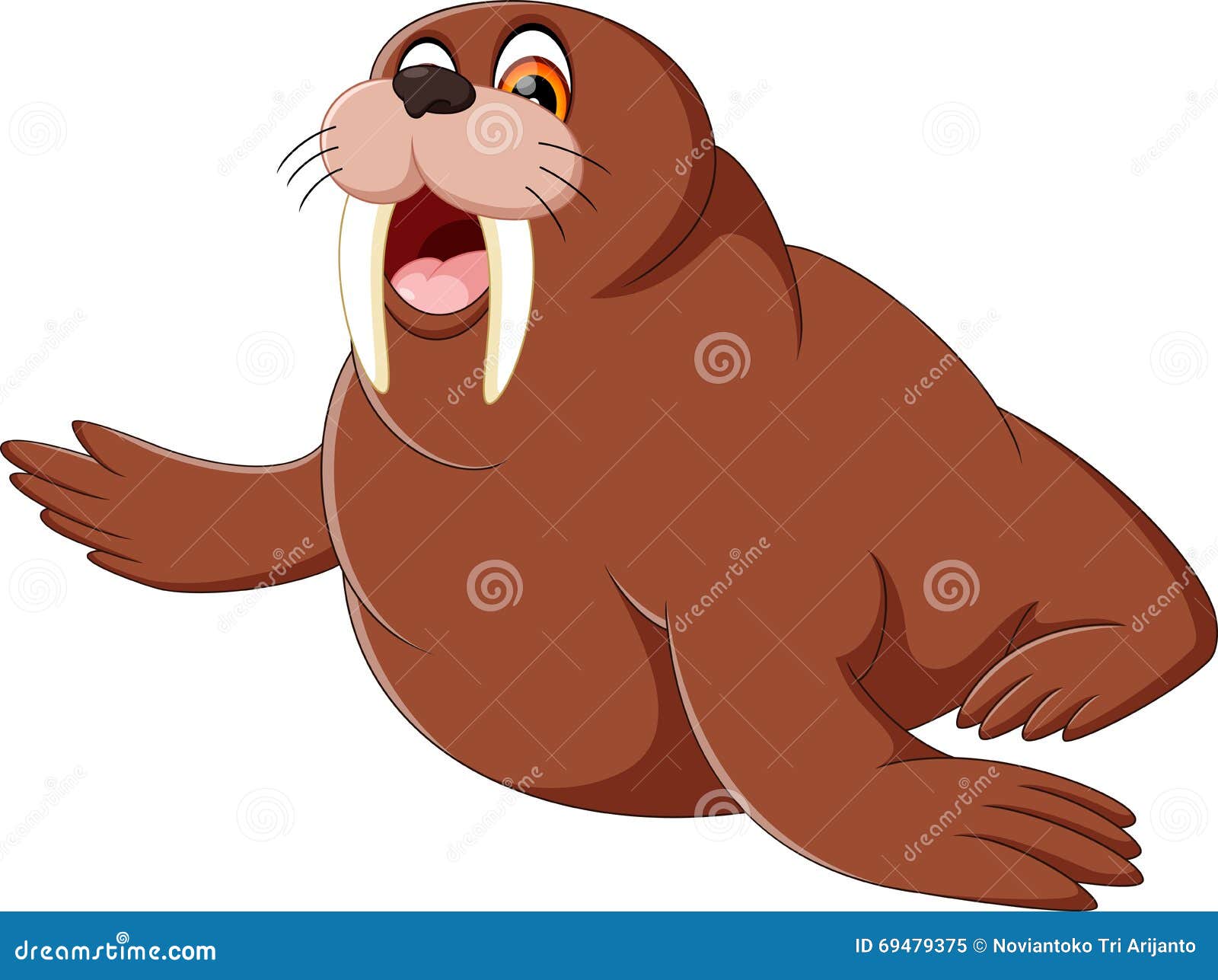 Cartoon walrus stock vector. Illustration of cuddly, mascot - 69479375