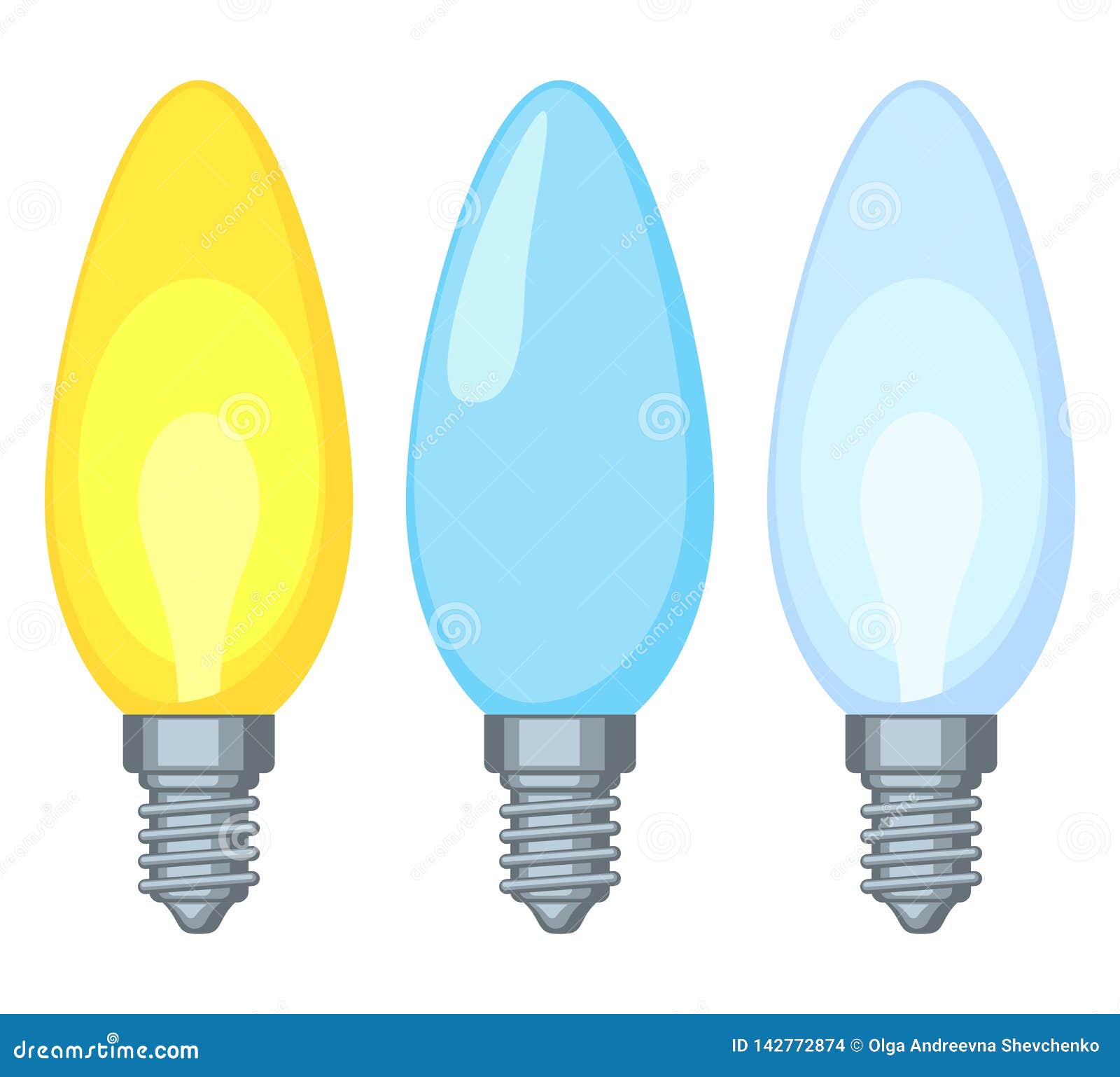 Cartoon Warm and Cold Candle Light Bulb Set Stock Vector - Illustration ...
