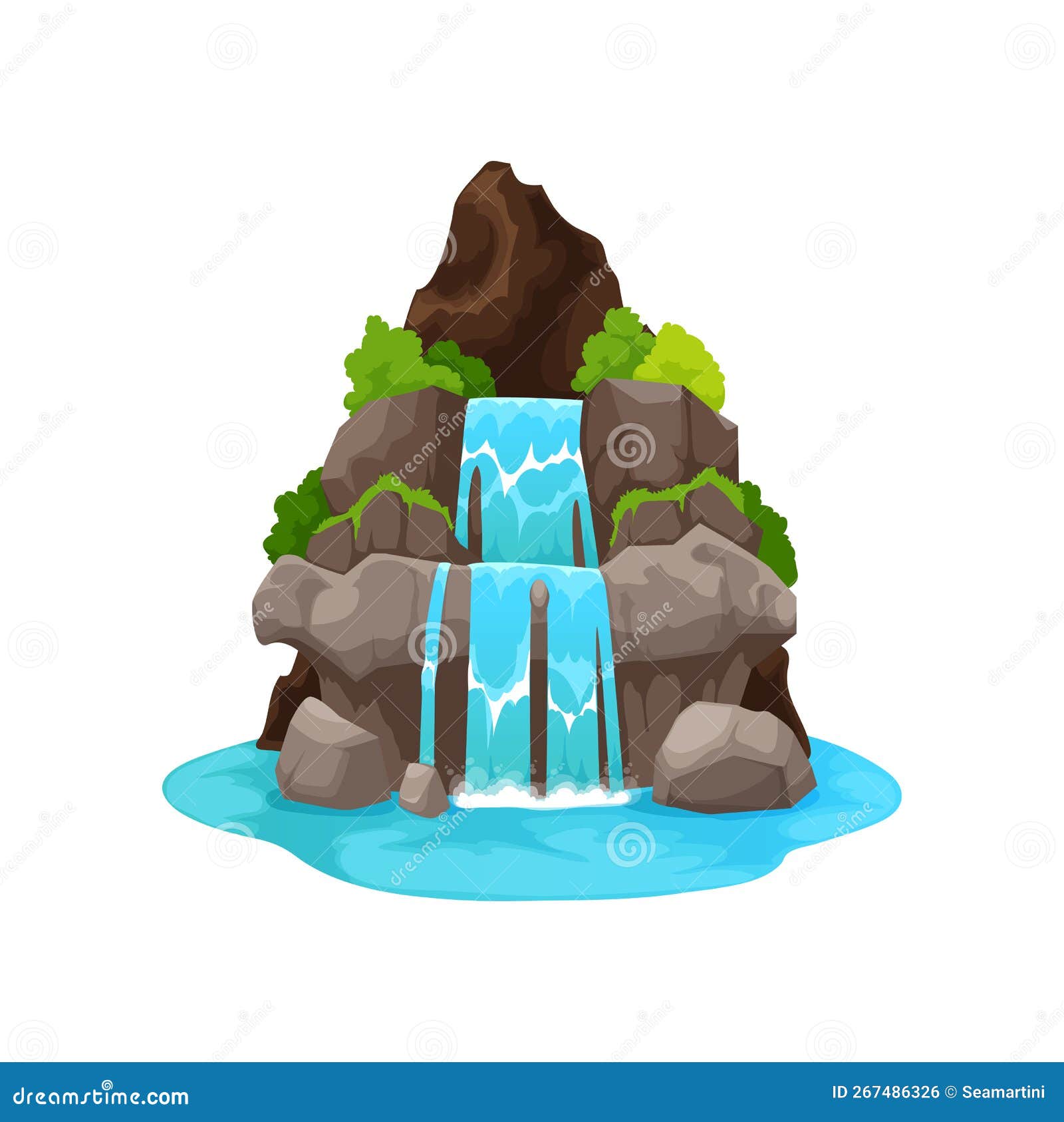 Cartoon Water Cascade, Isolated Jungle Waterfall Stock Vector ...