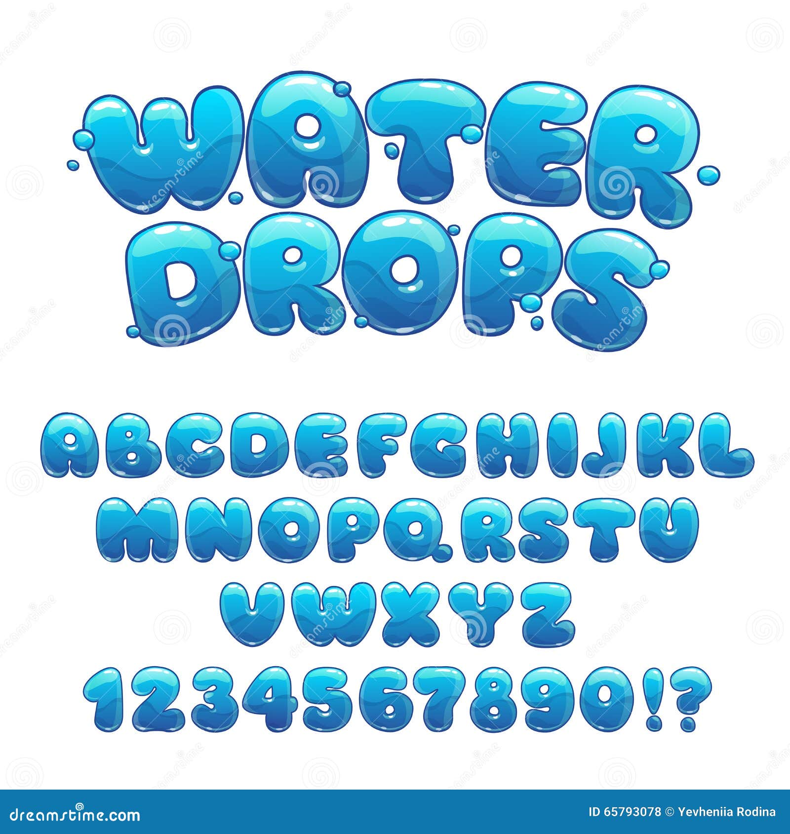 cartoon water drops font