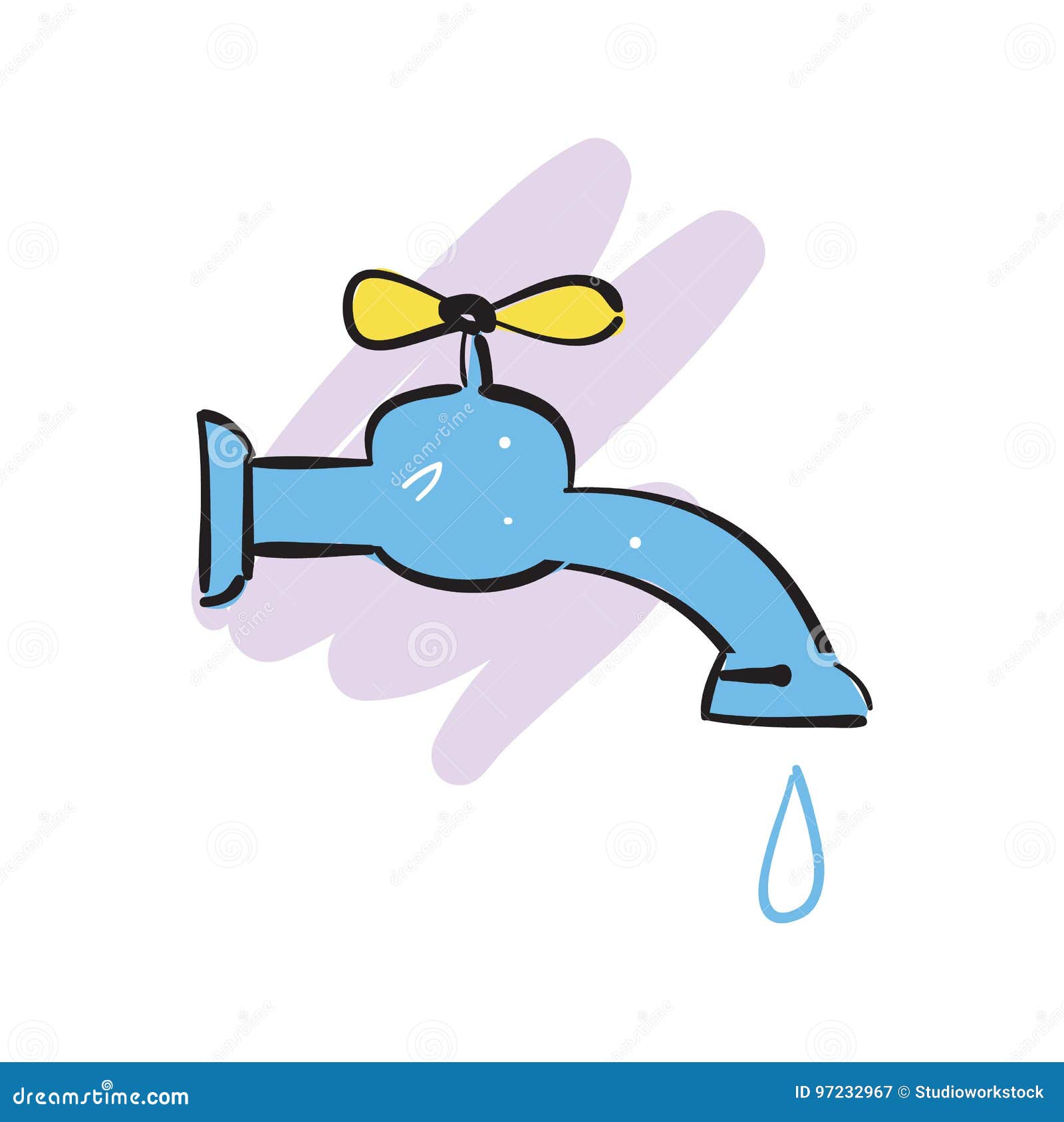 Cartoon Water Tap Isolated Vector Icon Stock Vector - Illustration of