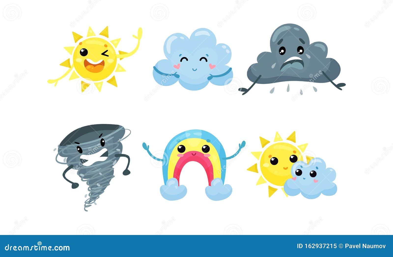Cartoon Weather Forecast. Meteorology Kids Vocabulary Vector Set Stock  Vector - Illustration of sign, english: 162937215