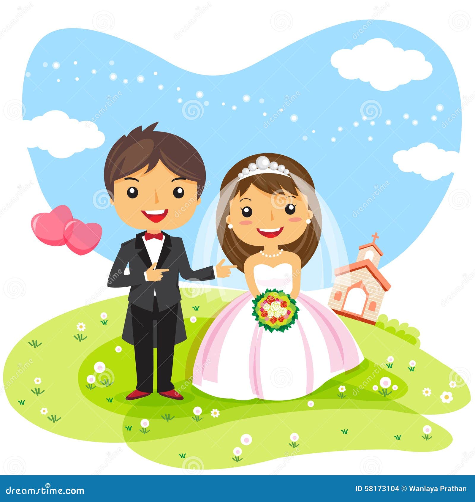 Cartoon Wedding Invitation Couple Stock Vector - Illustration of ...