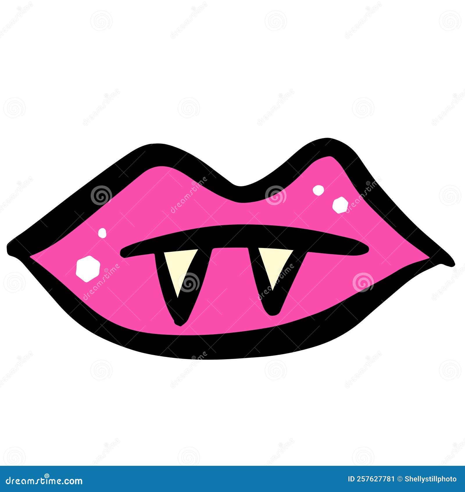 Cartoon Weird Scary Mouth and Lips in Vector Stock Vector