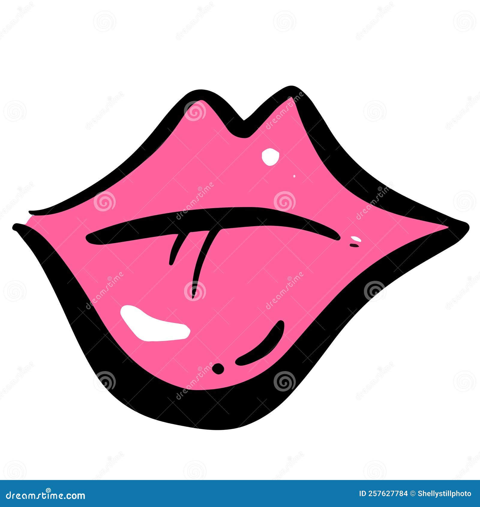 Cartoon Weird Scary Mouth and Lips in Vector Stock Vector
