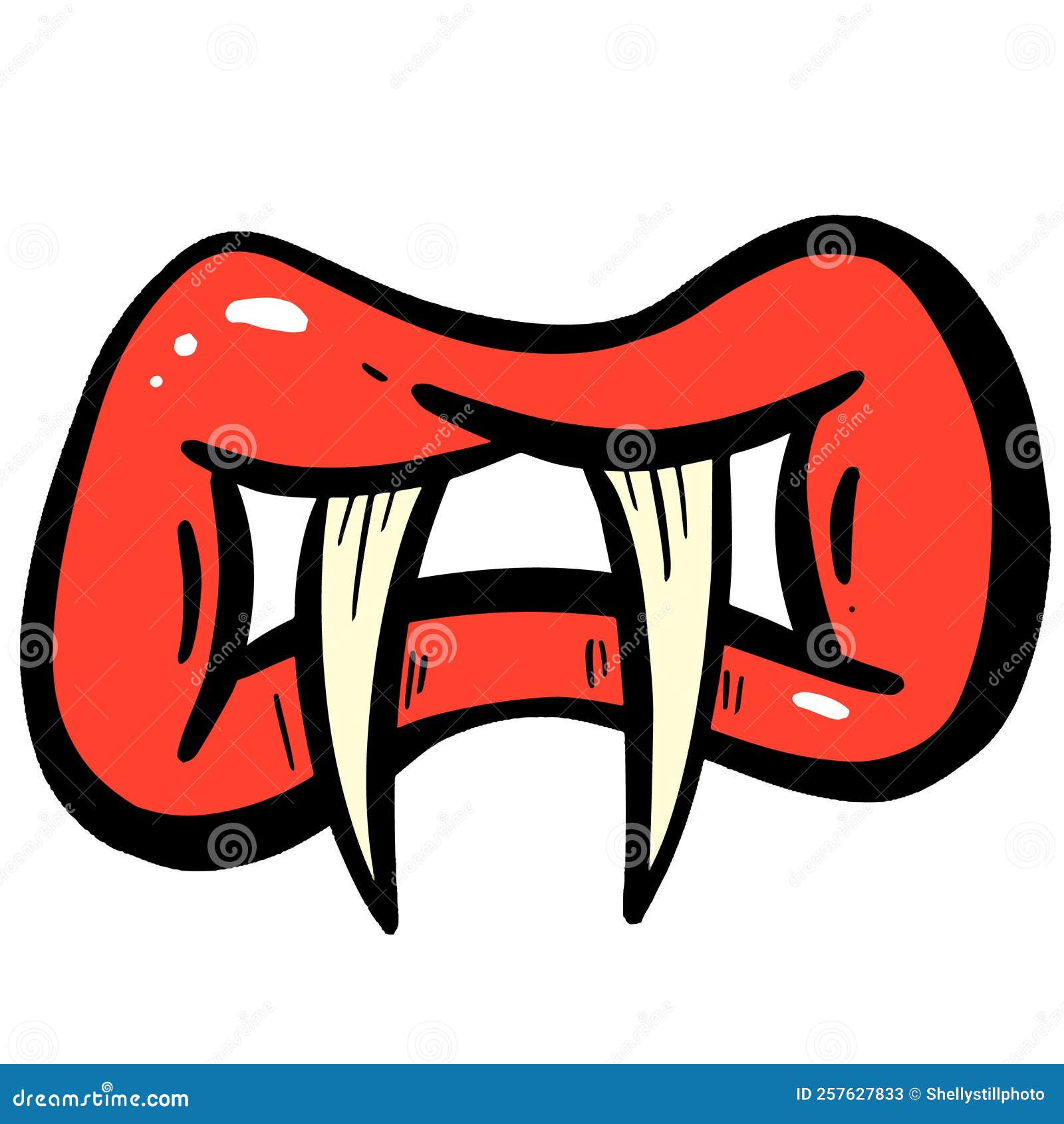 Cartoon Weird Scary Mouth and Lips in Vector Stock Vector
