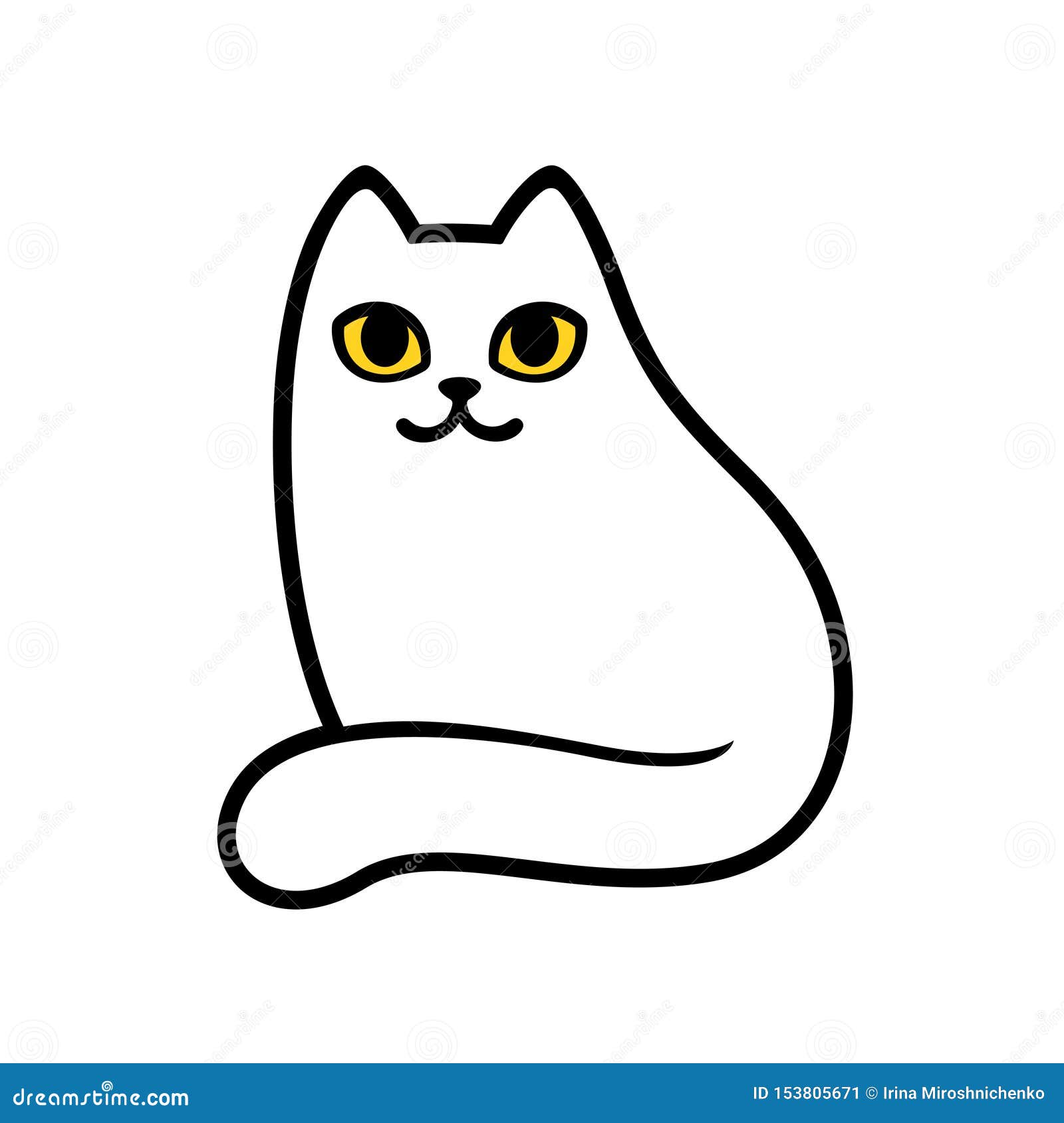 Cartoon white cat drawing stock vector. Illustration of clipart - 153805671