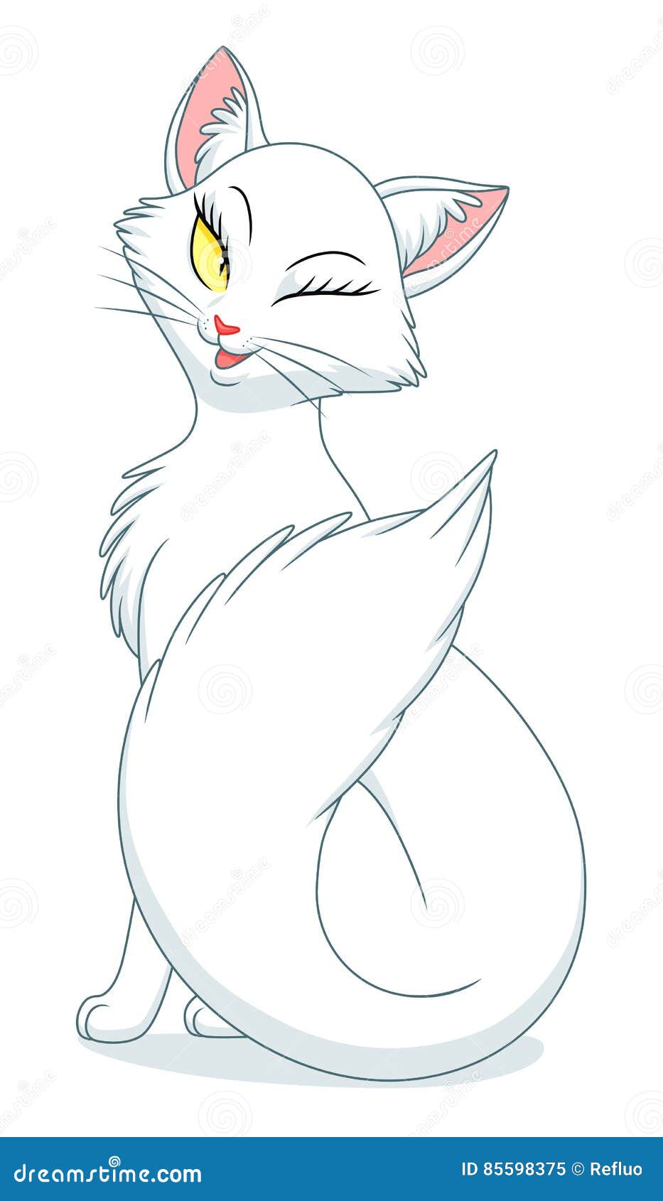 Cartoon white cat stock vector. Illustration of white - 85598375