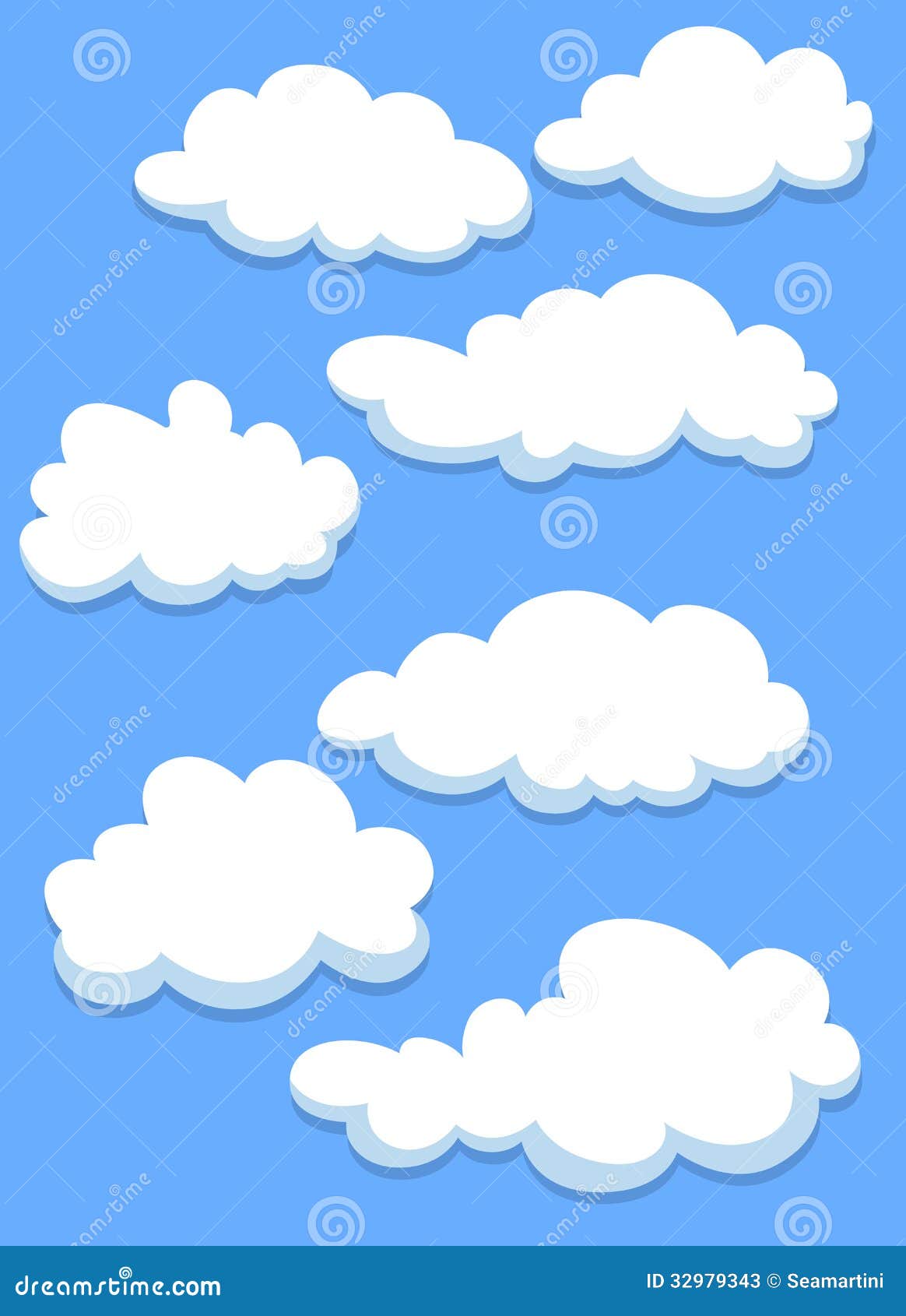 Cartoon White Clouds On Sky Stock Photos - Image: 32979343