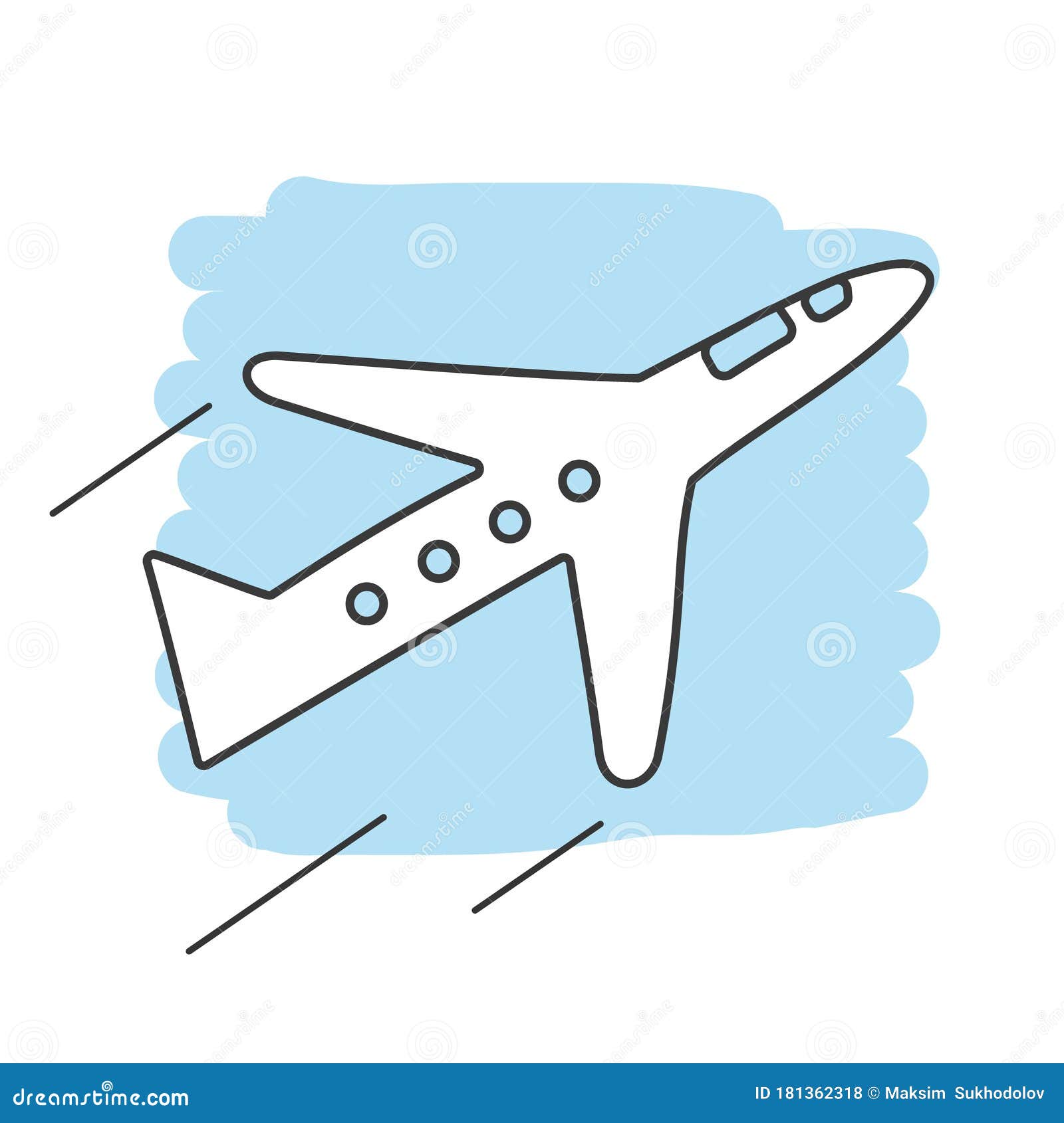 Cartoon White Plane Flying through the Sky Stock Vector - Illustration of  atmosphere, cloud: 181362318