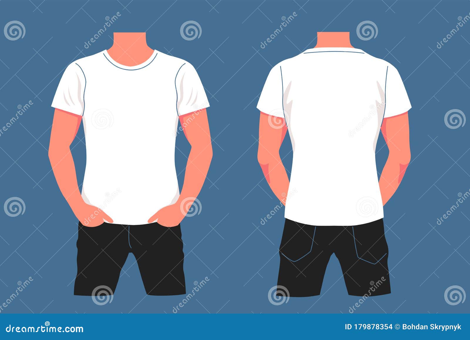 Download Cartoon White T Shirt Mockup On Male Body Vector Graphic ...