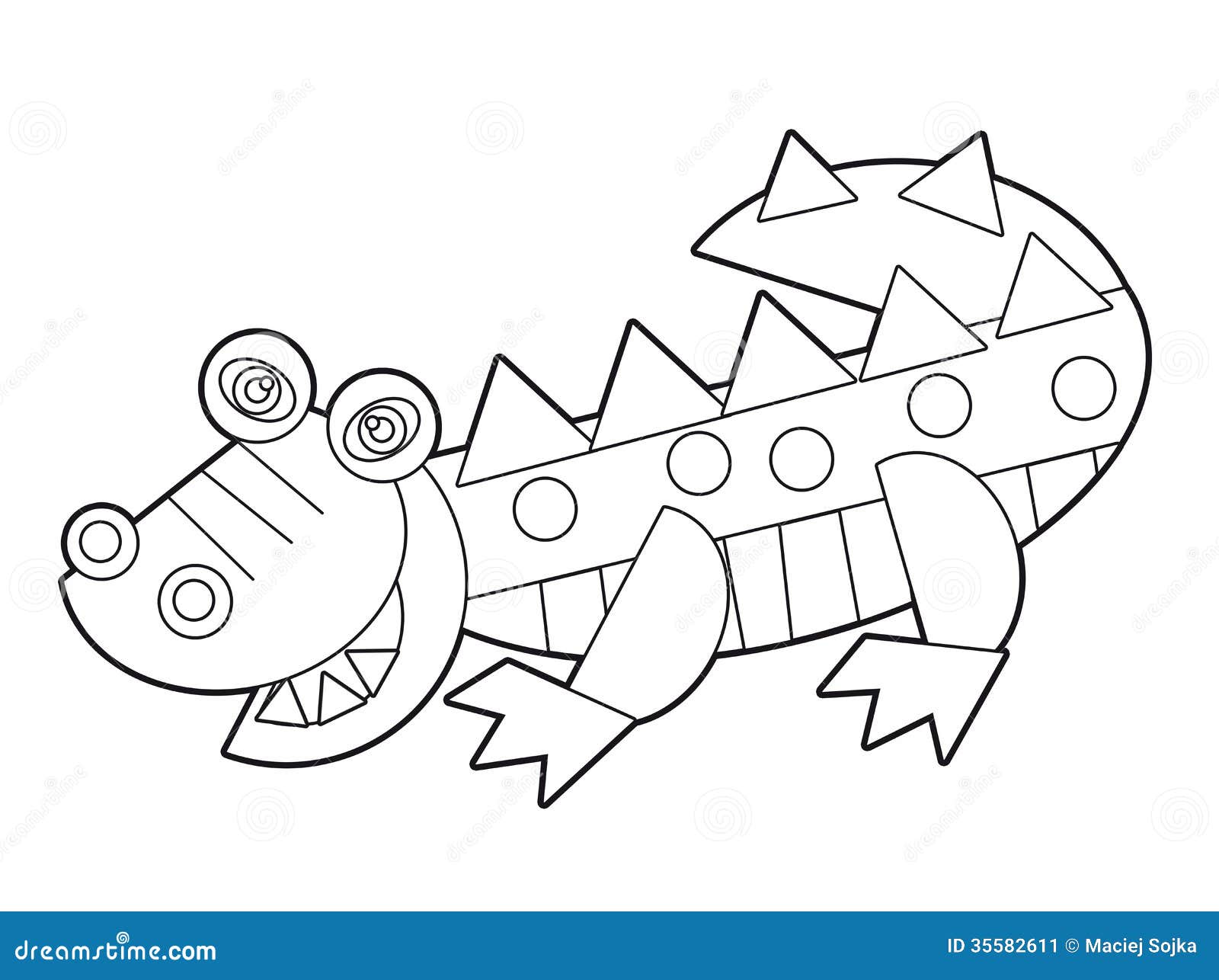 Cartoon Wild Animal Coloring Page For The Children Stock