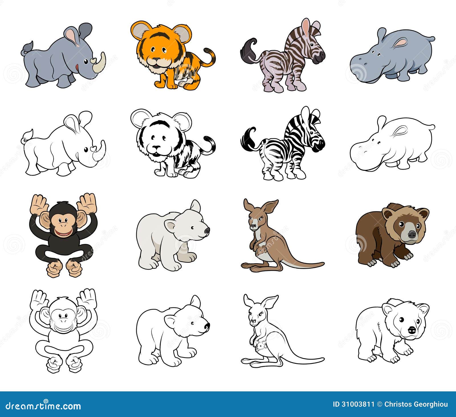 Cartoon Wild Animal Illustrations Stock Vector - Illustration of outline, polar: 31003811 Cartoon Wild Animal Illustrations Stock Vector - Illustration of outline, polar: 31003811