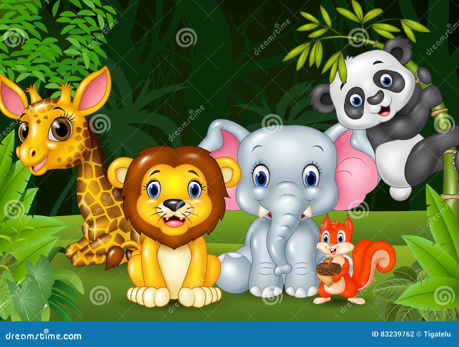 Cartoon Wild Animal in the Jungle Stock Vector - Illustration of outdoor, bamboo: 83239762 Cartoon Wild Animal in the Jungle Stock Vector - Illustration of outdoor, bamboo: 83239762