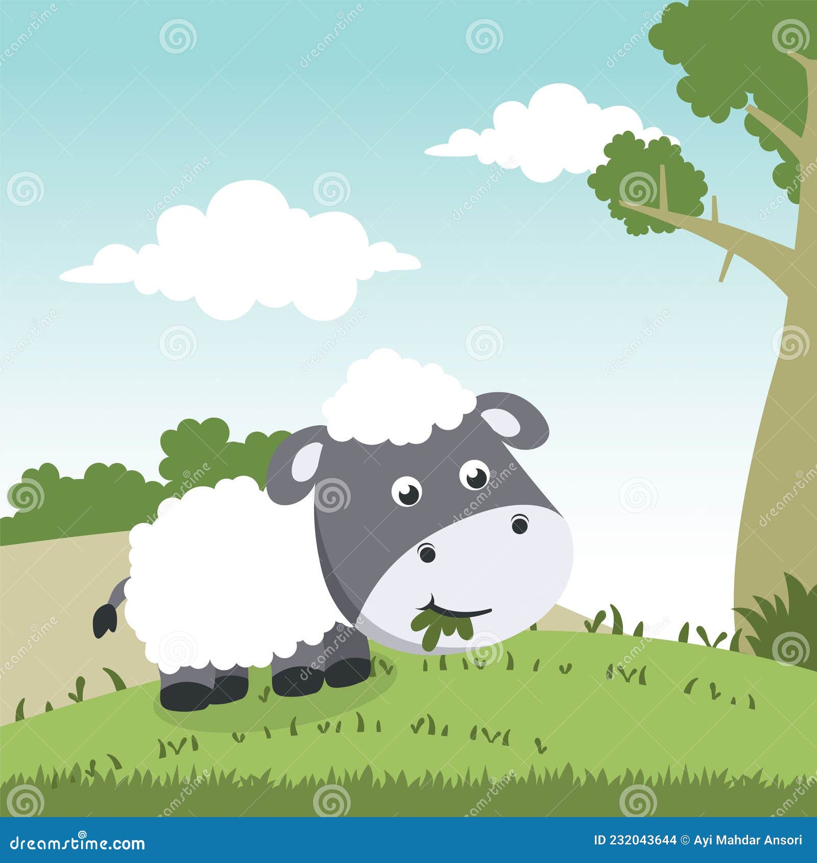 Cartoon Wild Animals Concept, Cute Sheep in the Jungle. Creative Vector  Childish Background for Fabric, Textile, Nursery Wallpaper Stock Vector -  Illustration of kids, drawing: 232043644