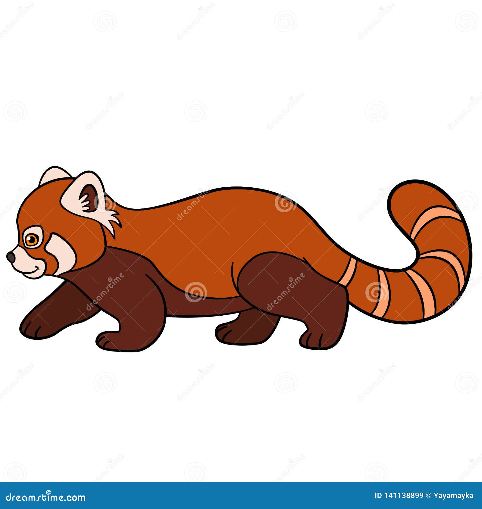 Cartoon Wild Animals Little Cute Baby Red Panda Stock