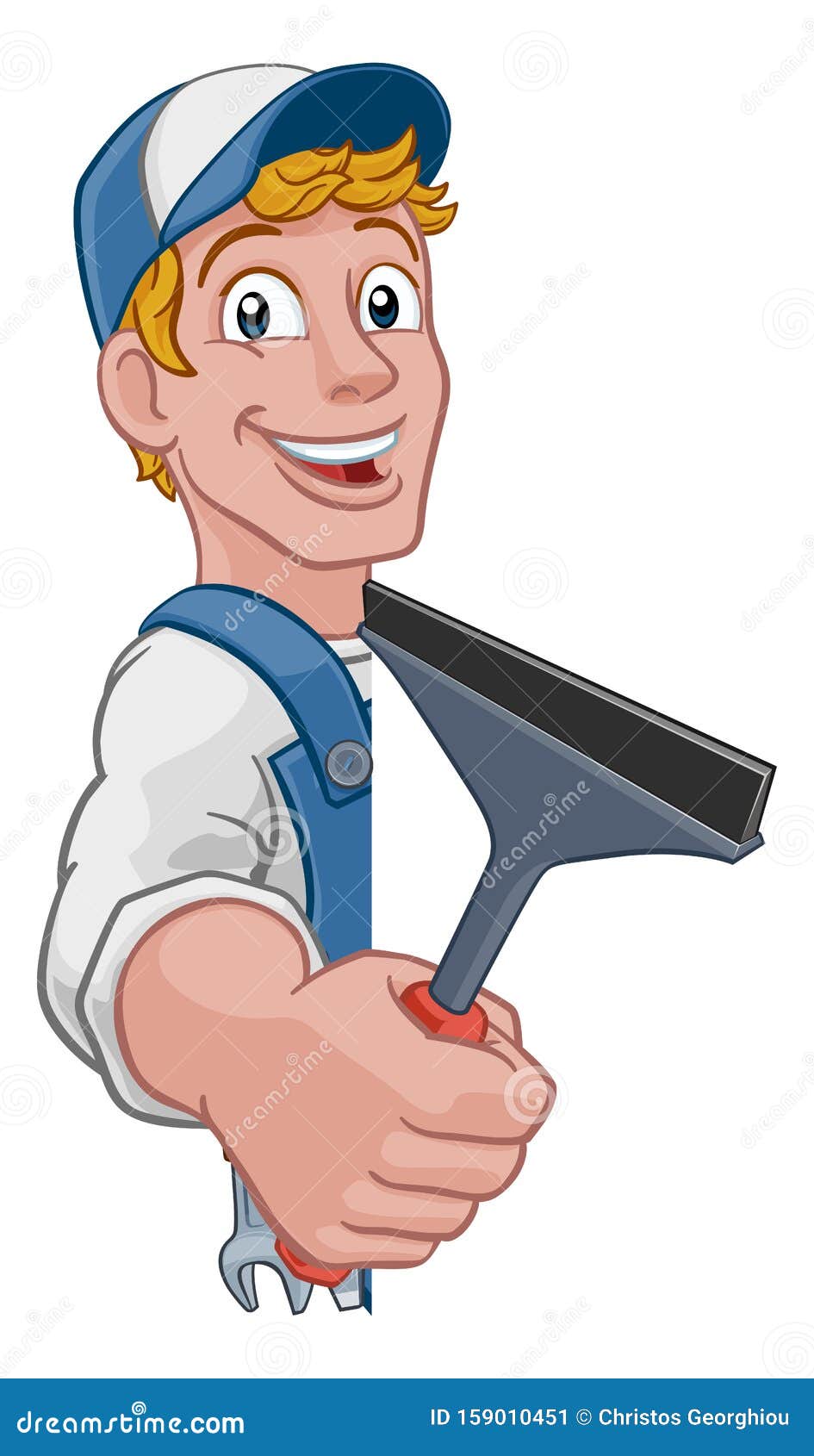 Cartoon Window Cleaning Squeegee Car Wash Cleaner Stock Vector -  Illustration of blue, maintenance: 159010451