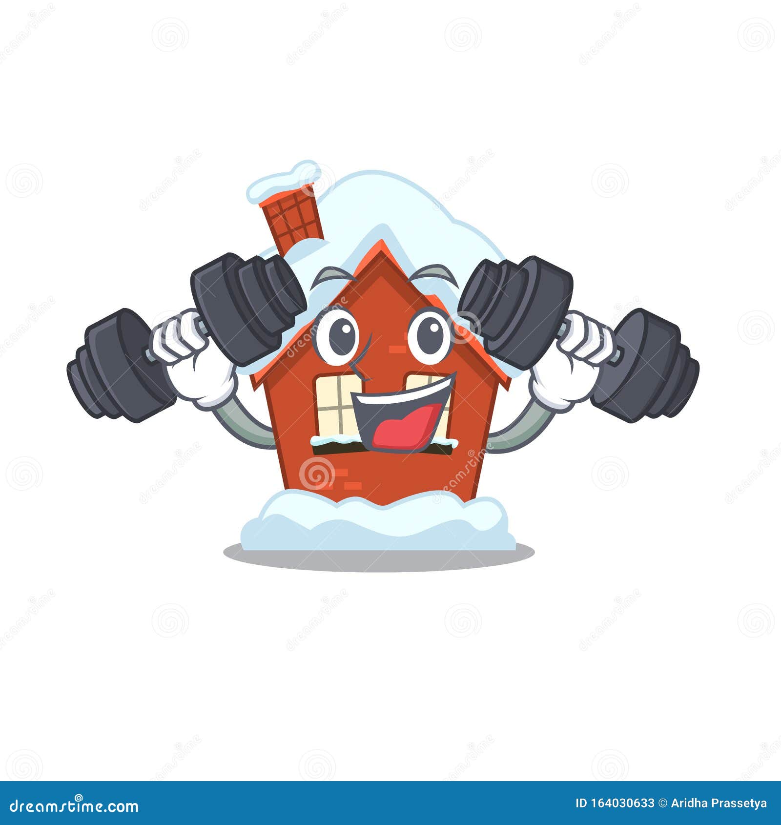 Download Cartoon Winter House With In With Bring Barbell Character ...
