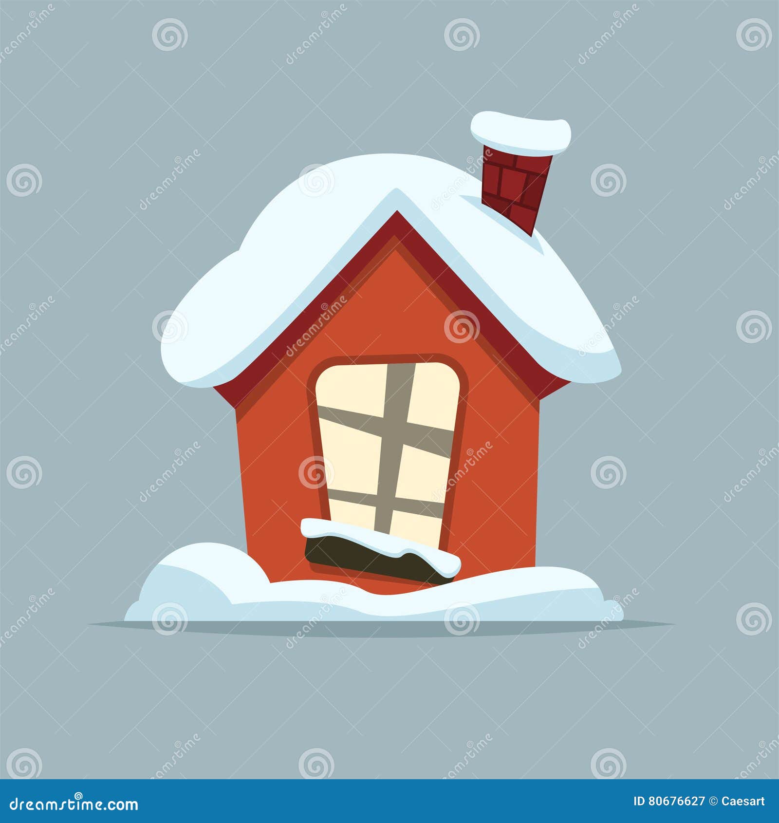 Download Cartoon Winter House. Vector Image Of The Red Brick Christmas Houses Covered With Snow. Stock ...