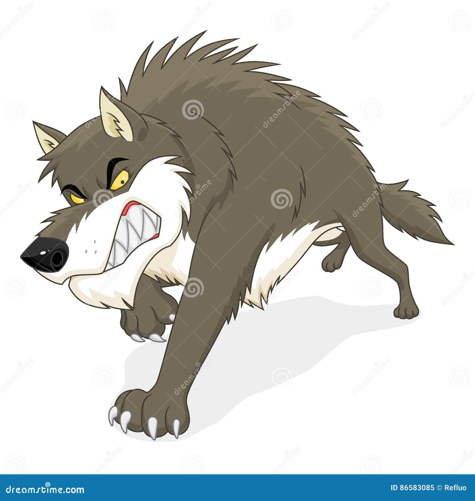 Cartoon wolf stock vector. Illustration of danger, cute - 86583085