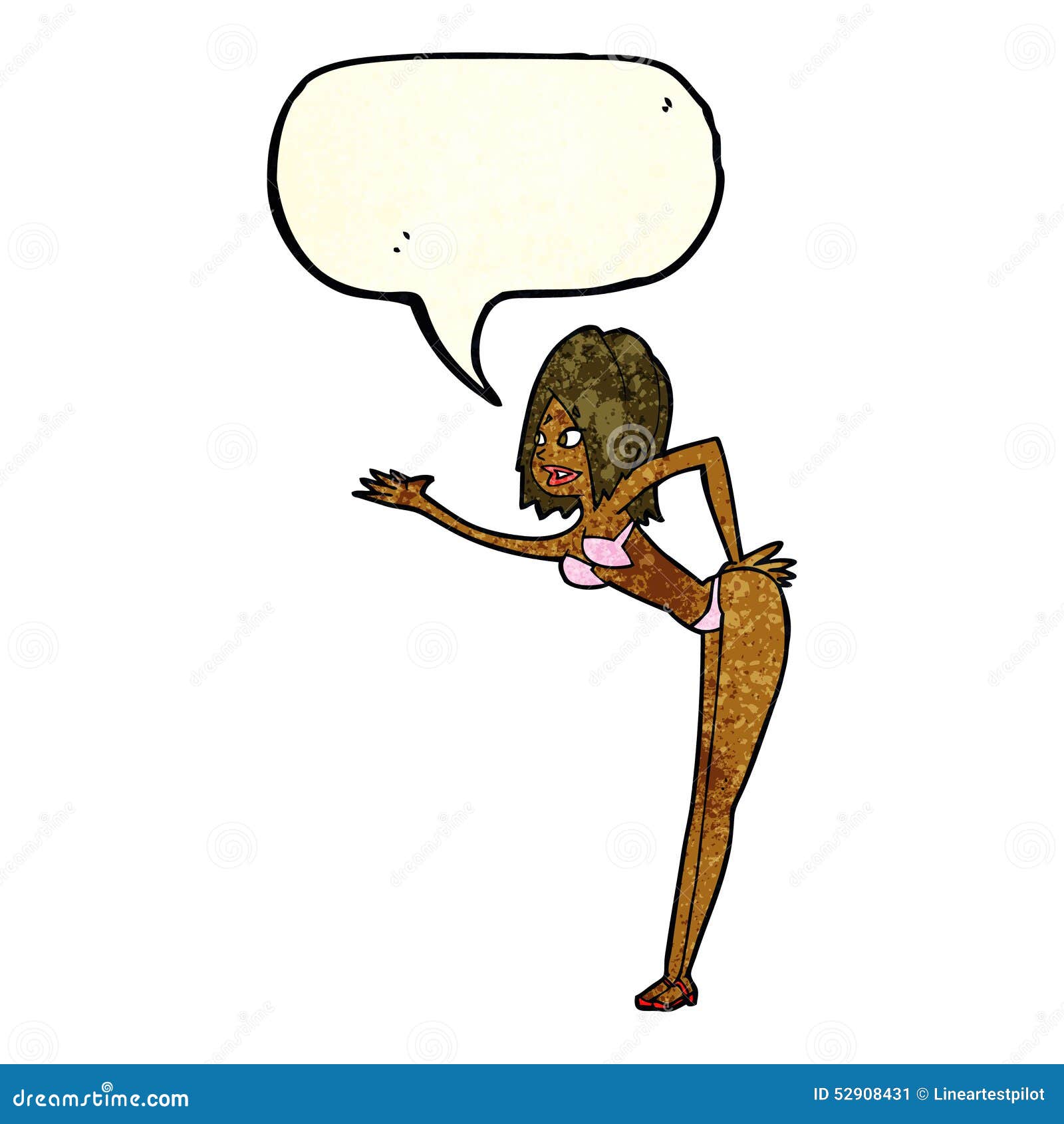 Cartoon Woman in Bikini with Speech Bubble Stock Illustration