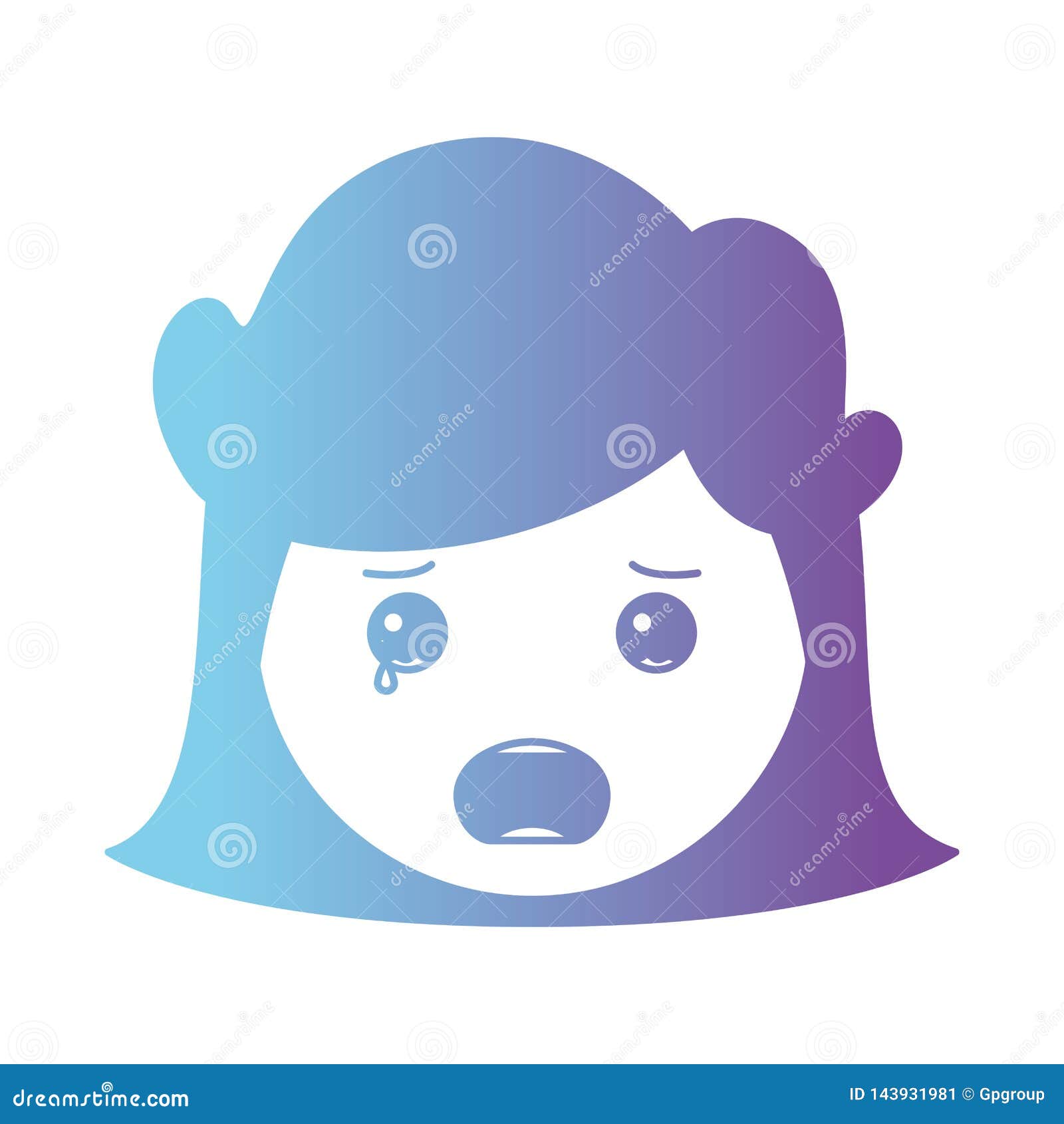 Download Cartoon Woman Crying Head Kawaii Character Stock Vector - Illustration of comic, expressions ...