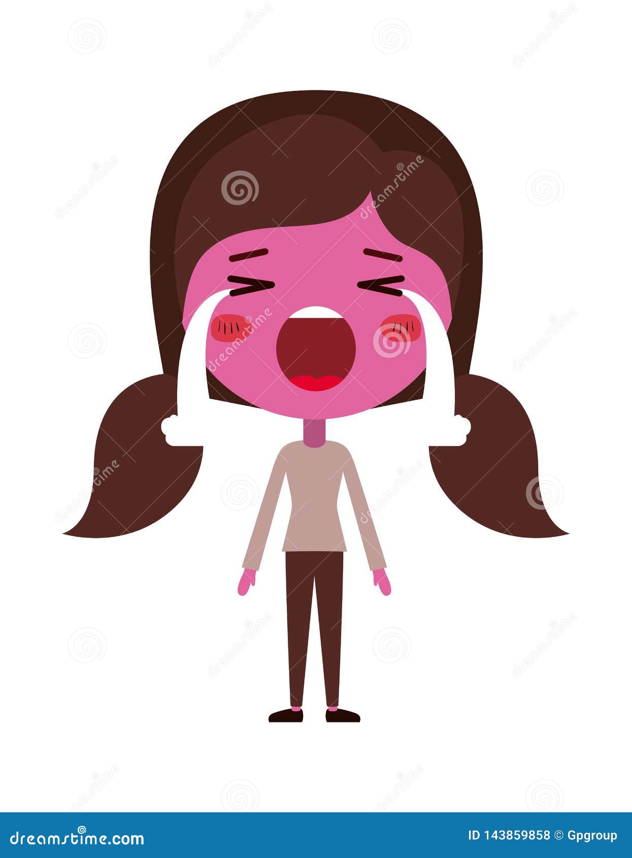 Download Cartoon Woman Crying Kawaii Character Stock Vector - Illustration of icon, emotion: 143859858