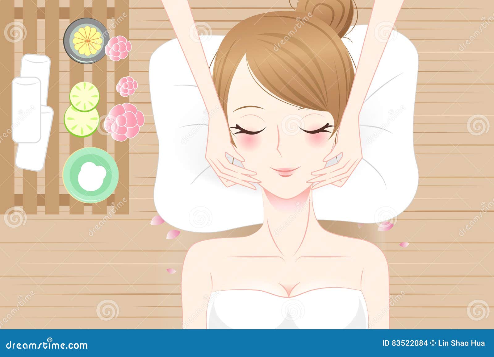 Cartoon woman enjoy do spa stock vector. Illustration of face - 83522084