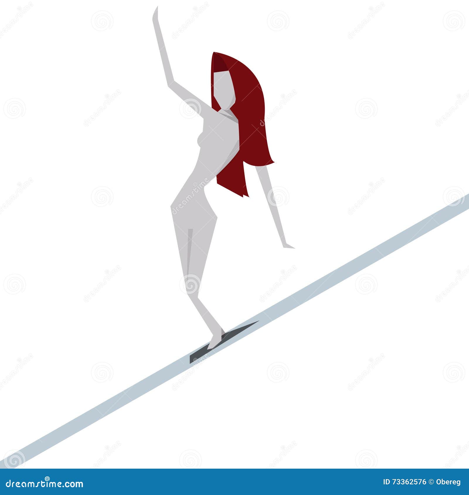 Cartoon Woman Flat Simple Design Tightrope Walker Stock Vector -  Illustration of slim, dancing: 73362576