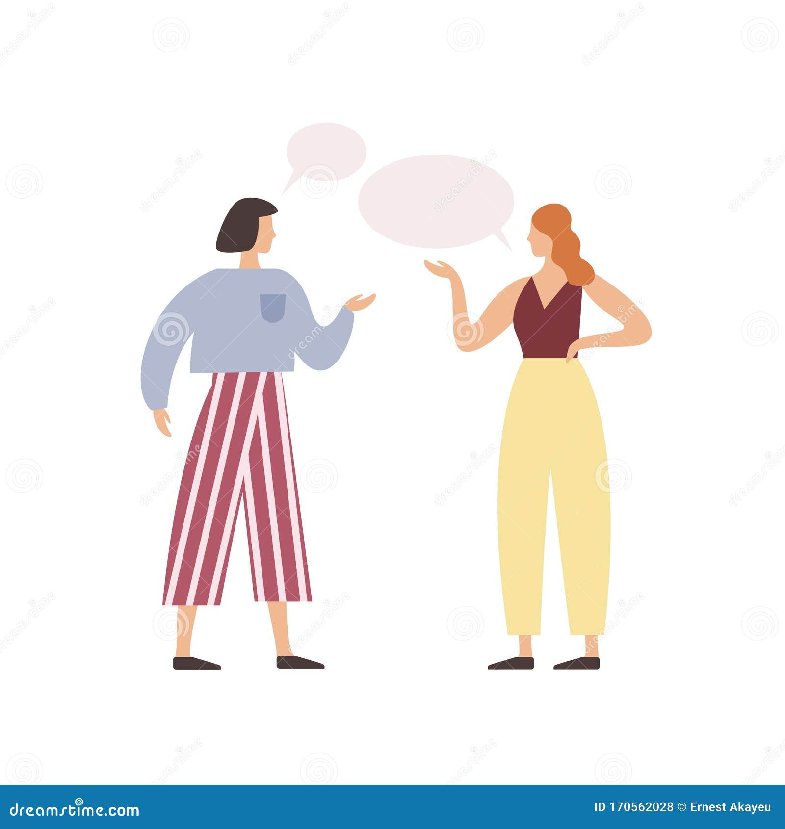 Cartoon Woman Friend Talking with Speech Bubbles Vector Flat Illustration. Two  People Communication Each Other Isolated Stock Vector - Illustration of  pair, message: 170562028