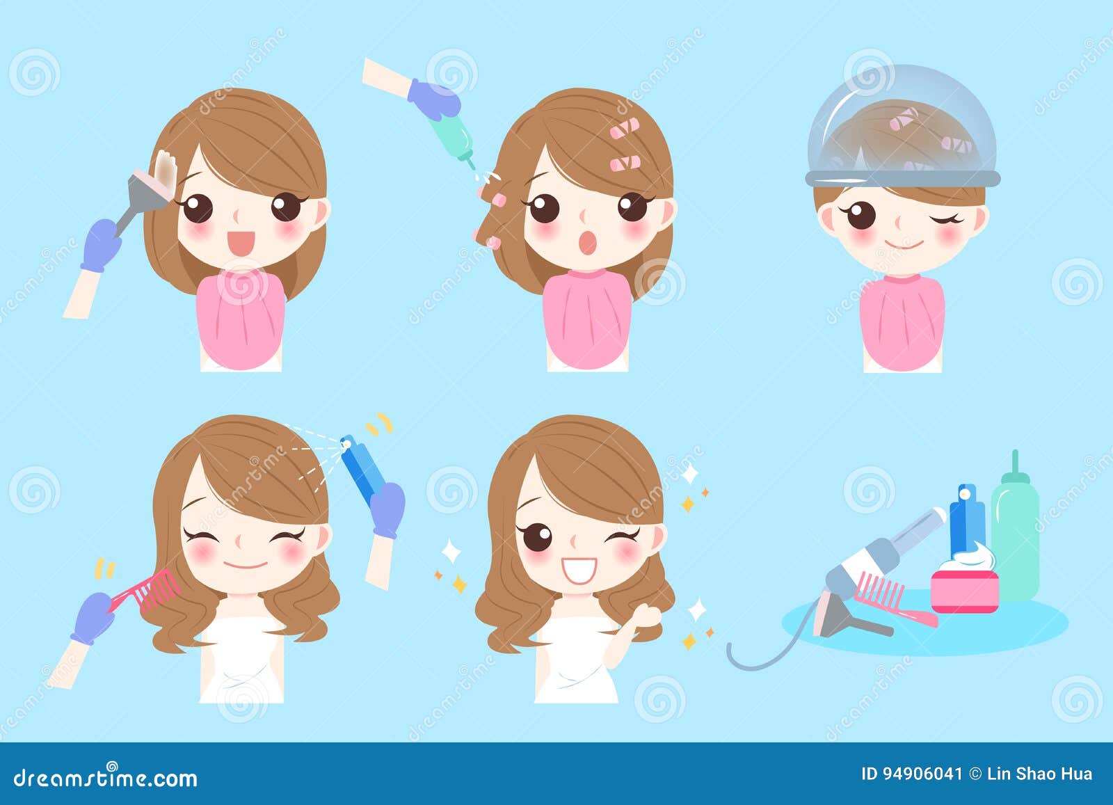 Cartoon Woman With Hair Salon Stock Vector - Illustration of equipment