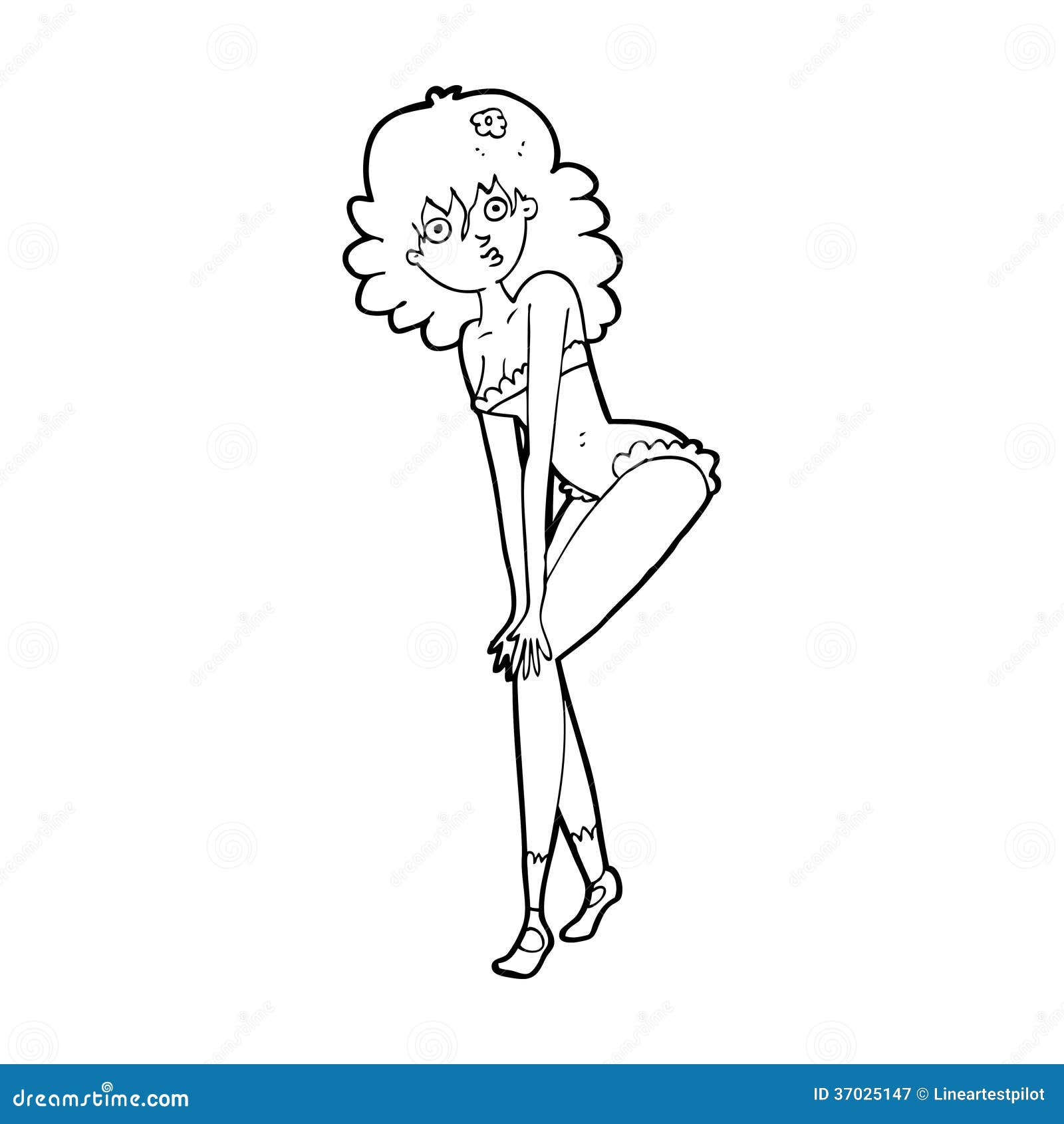 Cartoon woman in lingerie stock illustration. Illustration of funny
