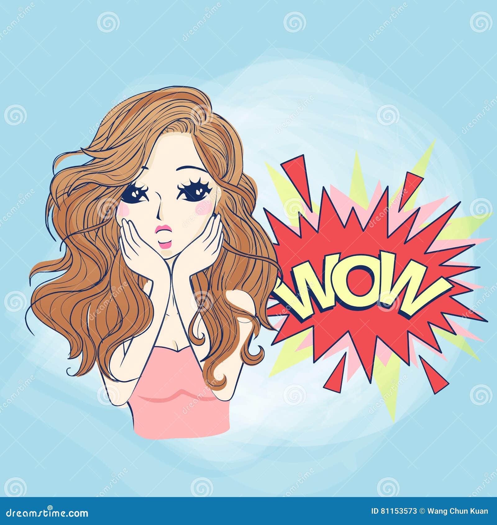 Cartoon Woman Make Wow Expression Stock Vector - Illustration of asian,  mouth: 81153573